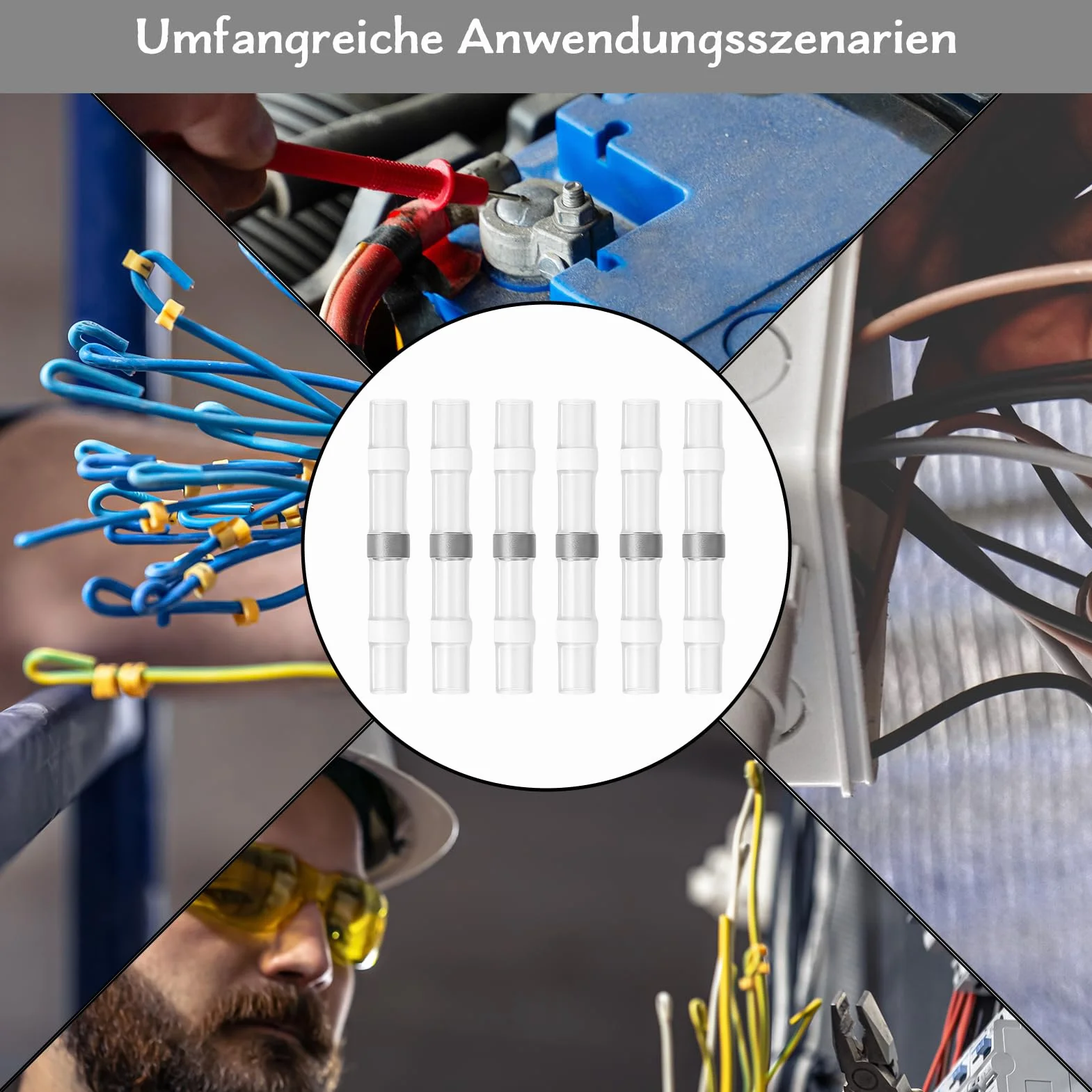 165 sztuk drutów do lutowania, białe, złącza lutownicze, termokurczliwe, wodoodporne, izolowane, elektryczne zaciski (26-24 AWG)