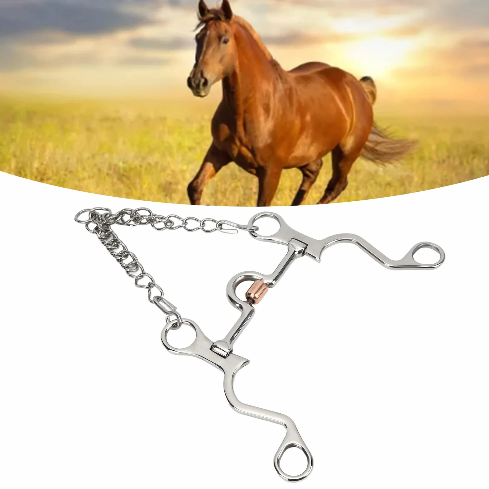 Pelham Horse Bit, Copper Horse Bit Dobra jakość wykonania do jazdy konnej do jeździectwa(130mm/5,1 cala)