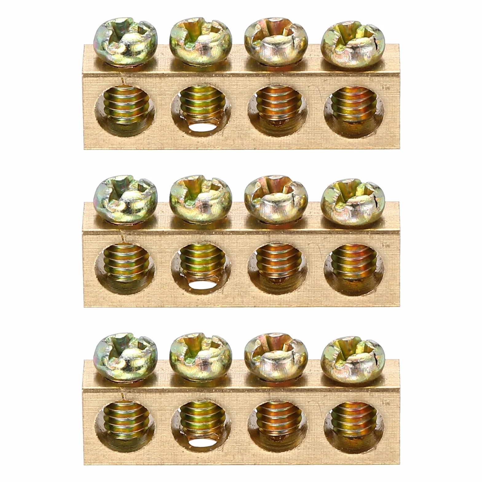 QUARKZMAN Listwa uziemiająca zaciskowa, 4 pozycje, mosiężna listwa uziemiająca, M4 26,5 x 5,5 x 7,5 mm, mosiężna bariera śrubowa do urządzeń elektrycznych