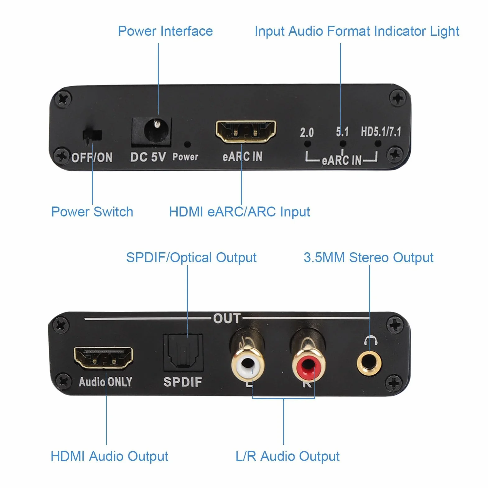 Ekstraktor Dźwięku EARC ARC, Ekstraktor Dźwięku HDMI ARC, Interfejs Multimedialny HD, Wyjście Optyczne 3,5 Mm, Adapter Multimedialny HD do Wzmacniacza Głośników HDTV