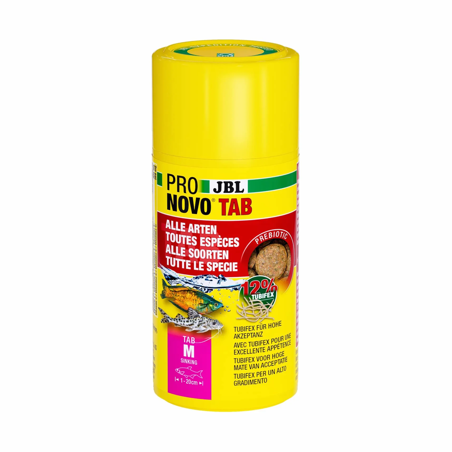 JBL PRONOVO TAB, karma dla wszystkich ryb akwariowych 1-20 cm, tabletki na karmę dla ryb, rozmiar M, 100 ml