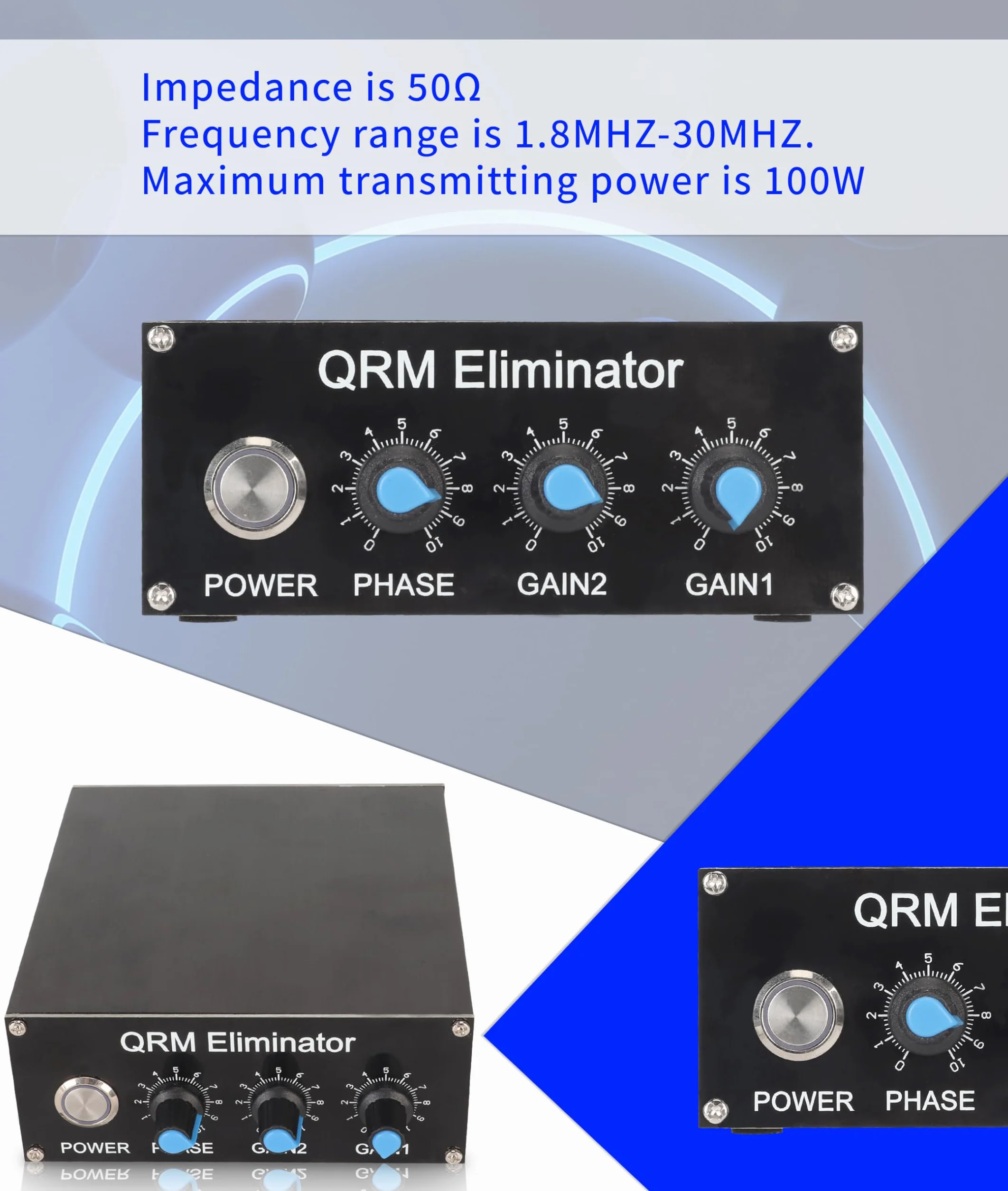 Eliminator QRM, 1,8 MHz–30 MHz, Regulowane Sterowanie Fazowe X Tłumik Sygnału ze Stopu Aluminium, DC 13,8 V, 150 MA Wbudowany Eliminator Sygnału Sterującego PTT z tarczą i