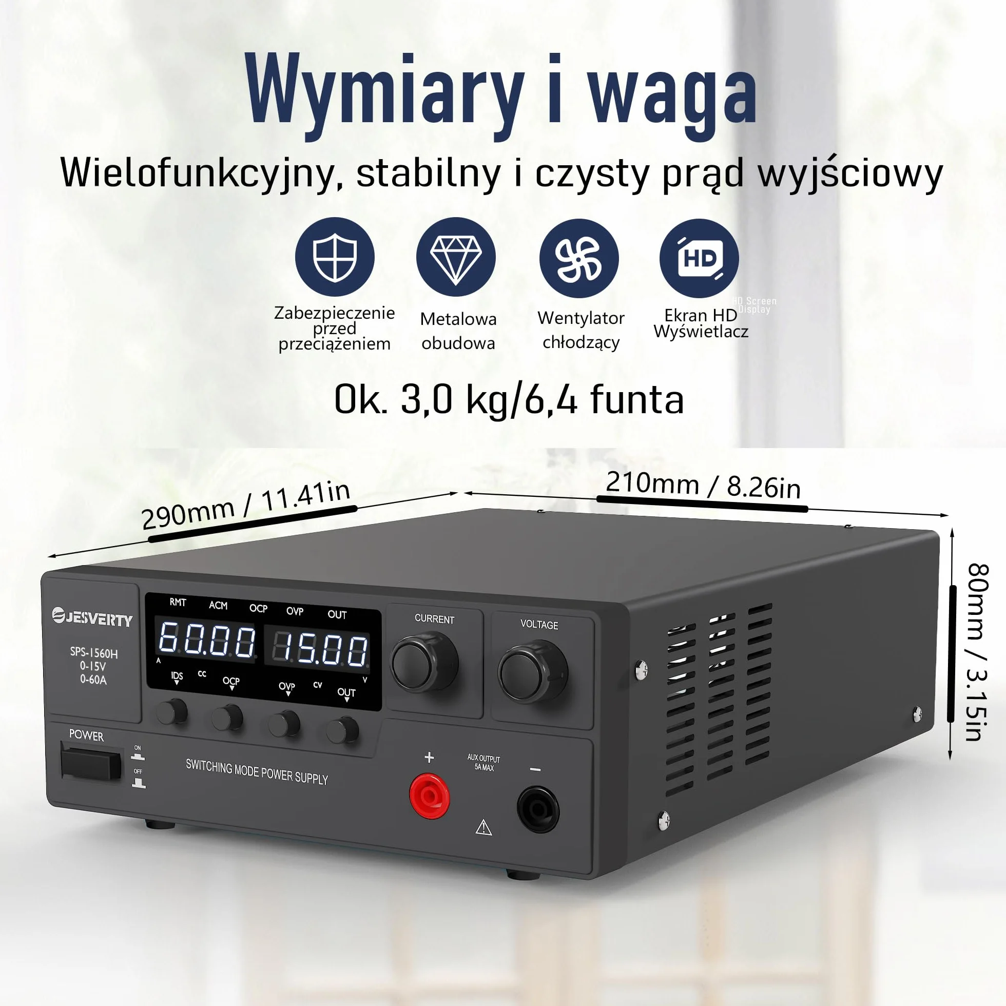 DC regulowany zasilacz laboratoryjny, 0-15V 0-60A 900w przełączany zasilacz stołowy DC regulowany z pokrętłem enkodera, włącznikiem/wyłącznikiem wyjścia, 4-cyfrowym wyświetlaczem LED, OVP i OCP