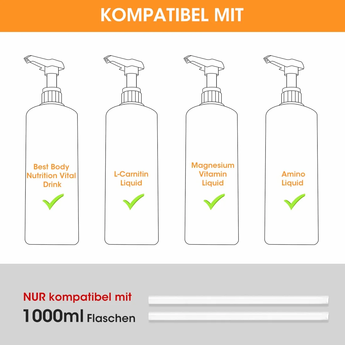 Aieve 4 x dozownik syropu z pompką dozującą, kompatybilny z Best Body Nutrition Vital Drink, wymienna pompa do syropu, nasadka pompy wielokrotnego użytku do butelki 500 ml / 1000 ml (wersja ulepszona