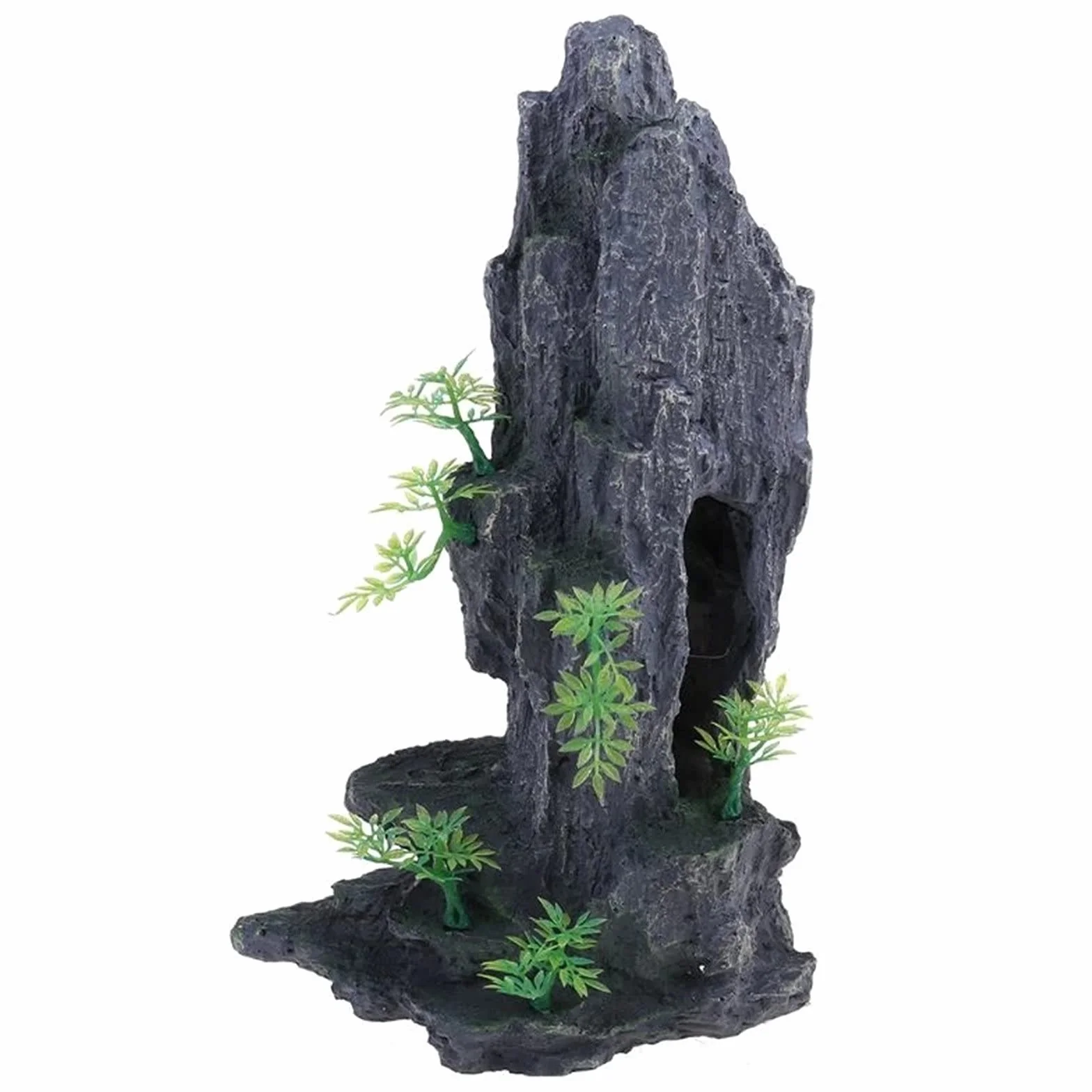 Akcesoria do ryb, akcesoria do akwarium, dekoracja akwariumTree Rock CaveDecoration akwarium widok na góry kamień do ukrywania małych ryb (kolor: czarny)