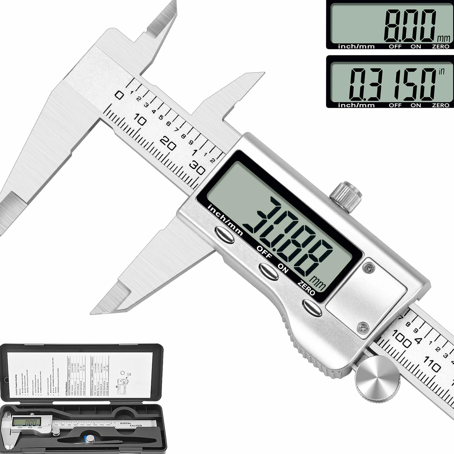 Elektroniczny miernik cyfrowy 150 mm ze stali nierdzewnej z wyświetlaczem LCD