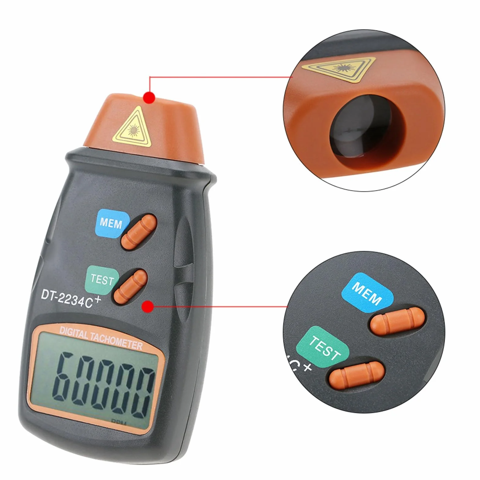 Cyfrowe Testery i Detektory Obrotomierza Dt 2234C Bezdotykowy Cyfrowy Obrotomierz LCD LCD Rpm Tester Miernik Obrotomierz dla Małych Silników Ruch, Siła Prędkości