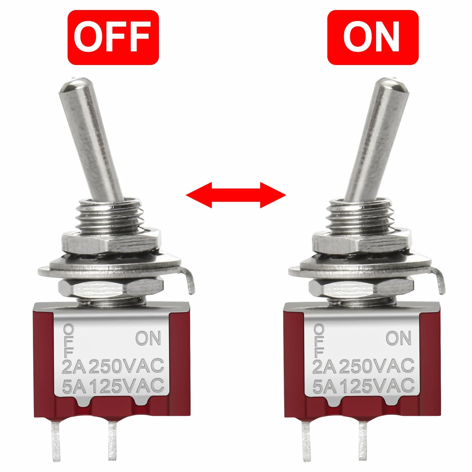 Heschen miniaturowy przełącznik MTS-101 ON-OFF SPDT 2-biegunowy 2A 250V 5A 120V UR 5 szt.