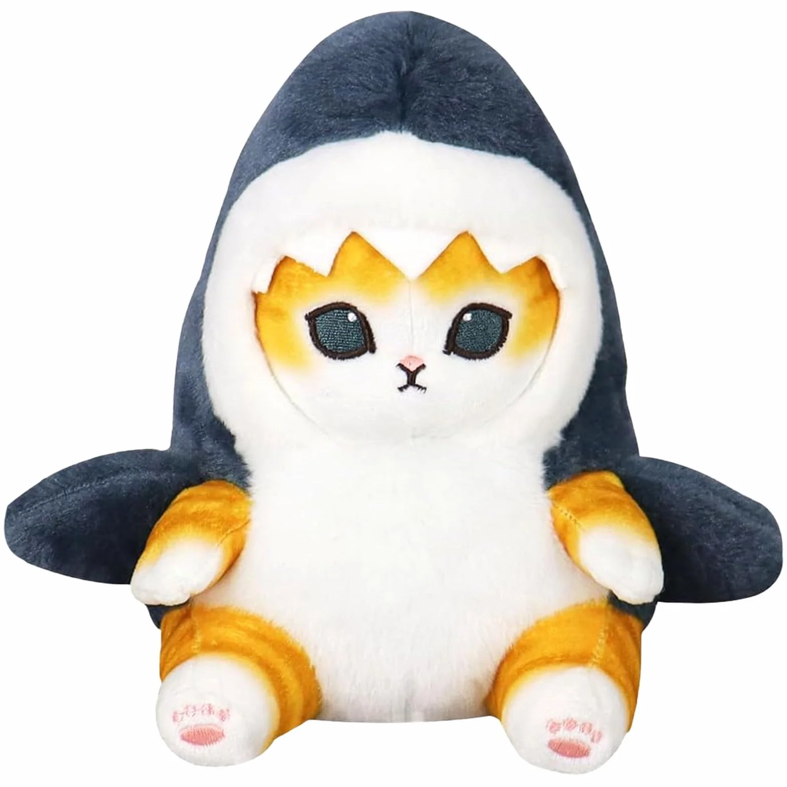 Pluszowa zabawka, kot rekin 22 cm, pluszowa lalka, rekin kot, pluszowa zabawka, kot Kawaii, przytulanka do domu/biura/salonu/sypialni, prezent dla dzieci (żółta)