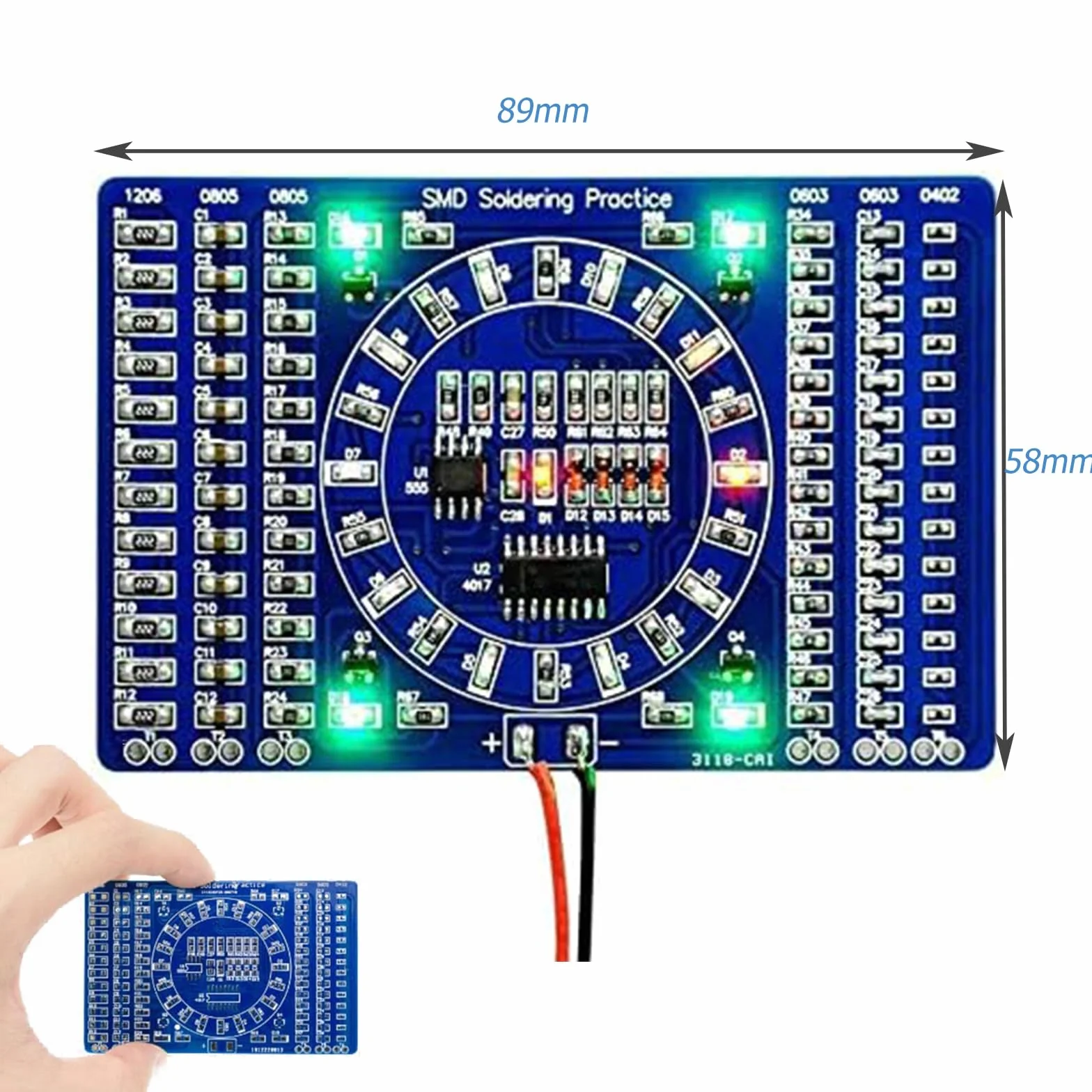 GERUI Zestaw do ćwiczeń z lutownicą LED SMD NE555 DIY 3-12V