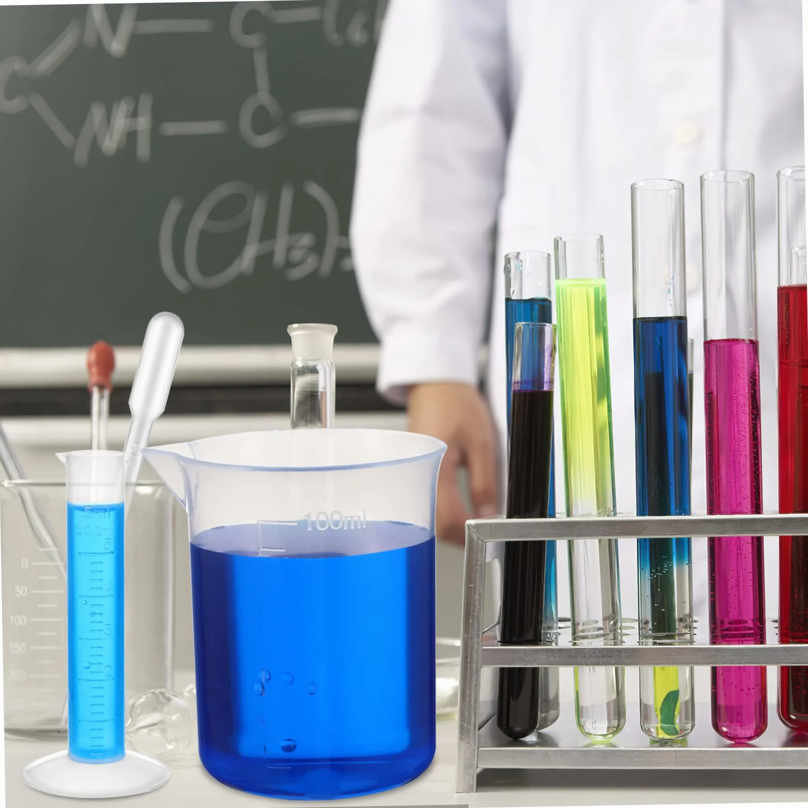 Zestaw Plastikowych Cylindrów Pomiarowych I Zlewek Z Pipetami Zestaw Do Projektów Naukowych