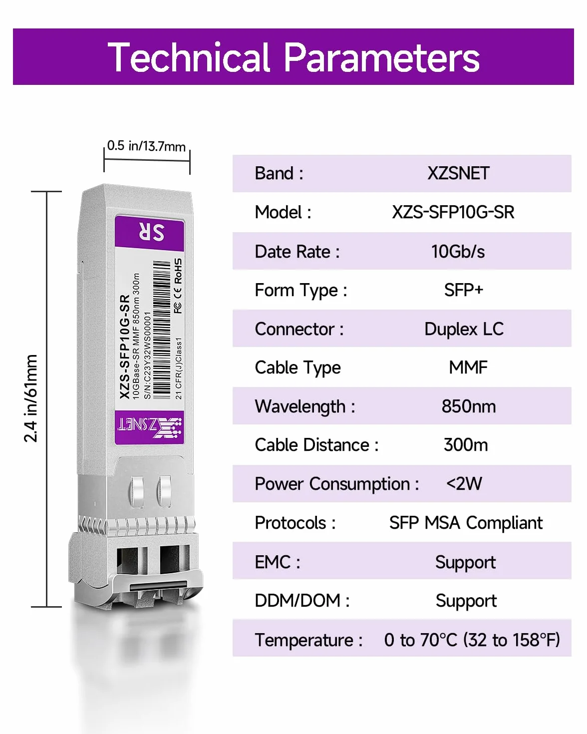 Transceiver 10GBASE-SR SFP+, wielomodowy moduł światłowodowy 10G SFP+ do LC, kompatybilny z Cisco SFP-10G-SR, Ubiquiti UniFi UF-MM-10G, Mikrotik S+85DLC03D, Meraki, Netgear, D-Link i innymi, 2