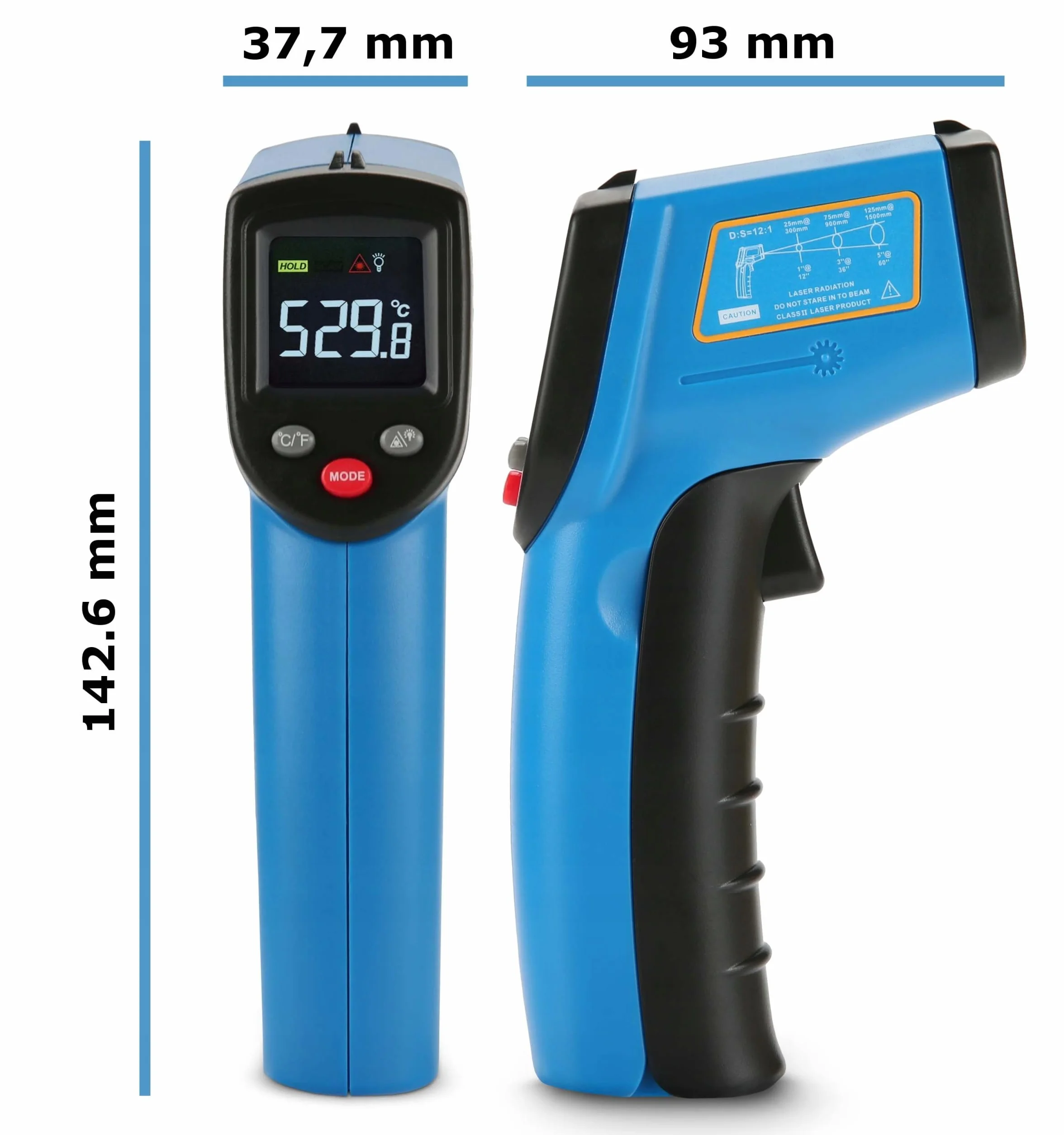 PIROMETR TERMOMETR LASEROWY BEZDOTYKOWY NA PODCZERWIEŃ EMISYJNOŚĆ -50+530°C