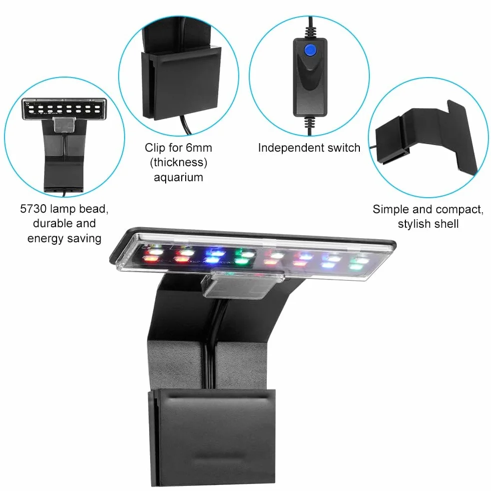 Lampa do akwarium Adiwo - trójstopniowa zmiana koloru - (czarny standard europejski)
