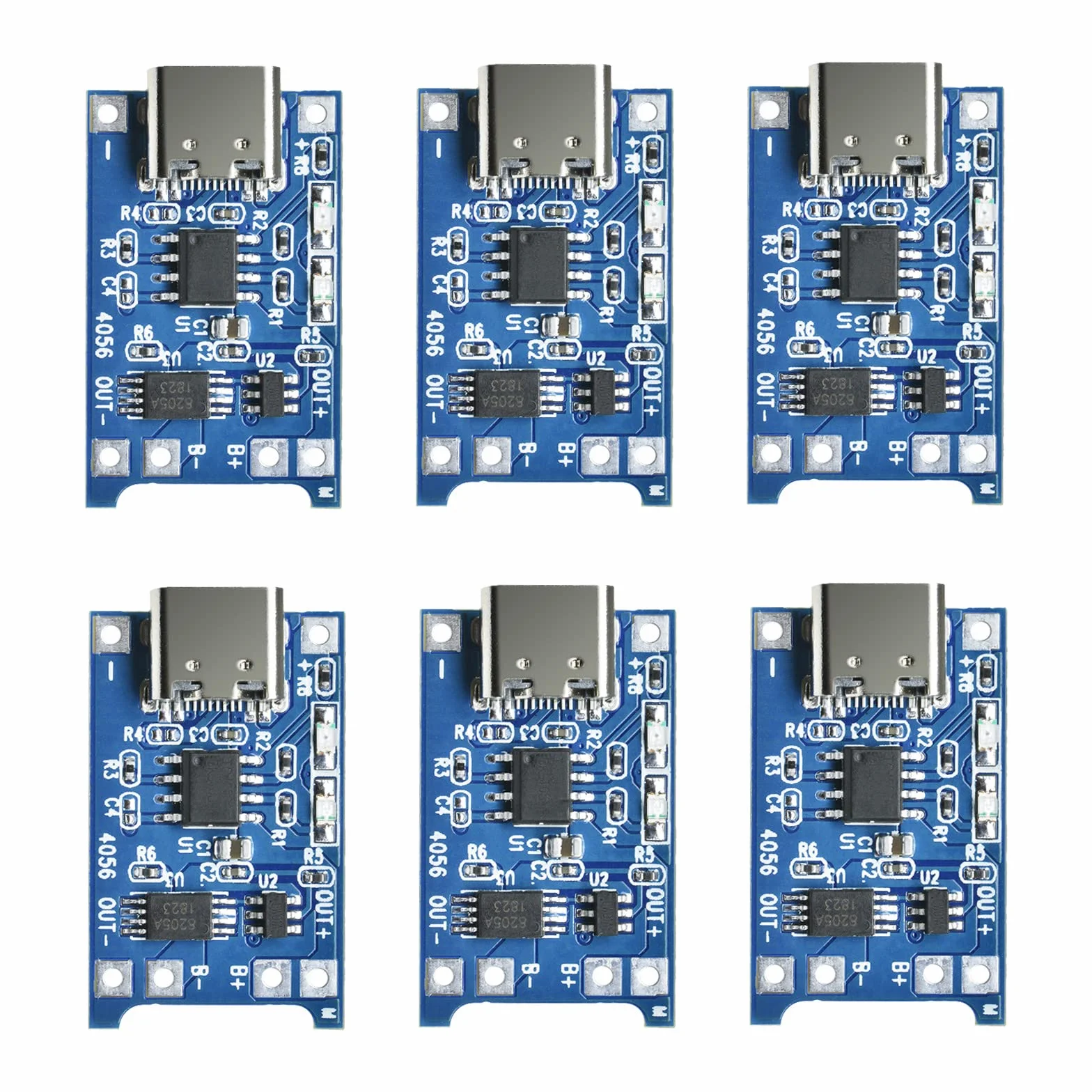 Aideep 6 sztuk Type-C USB-C TC4056 5V 1A akumulator litowy litowo-jonowy moduł ładujący z podwójną ochroną