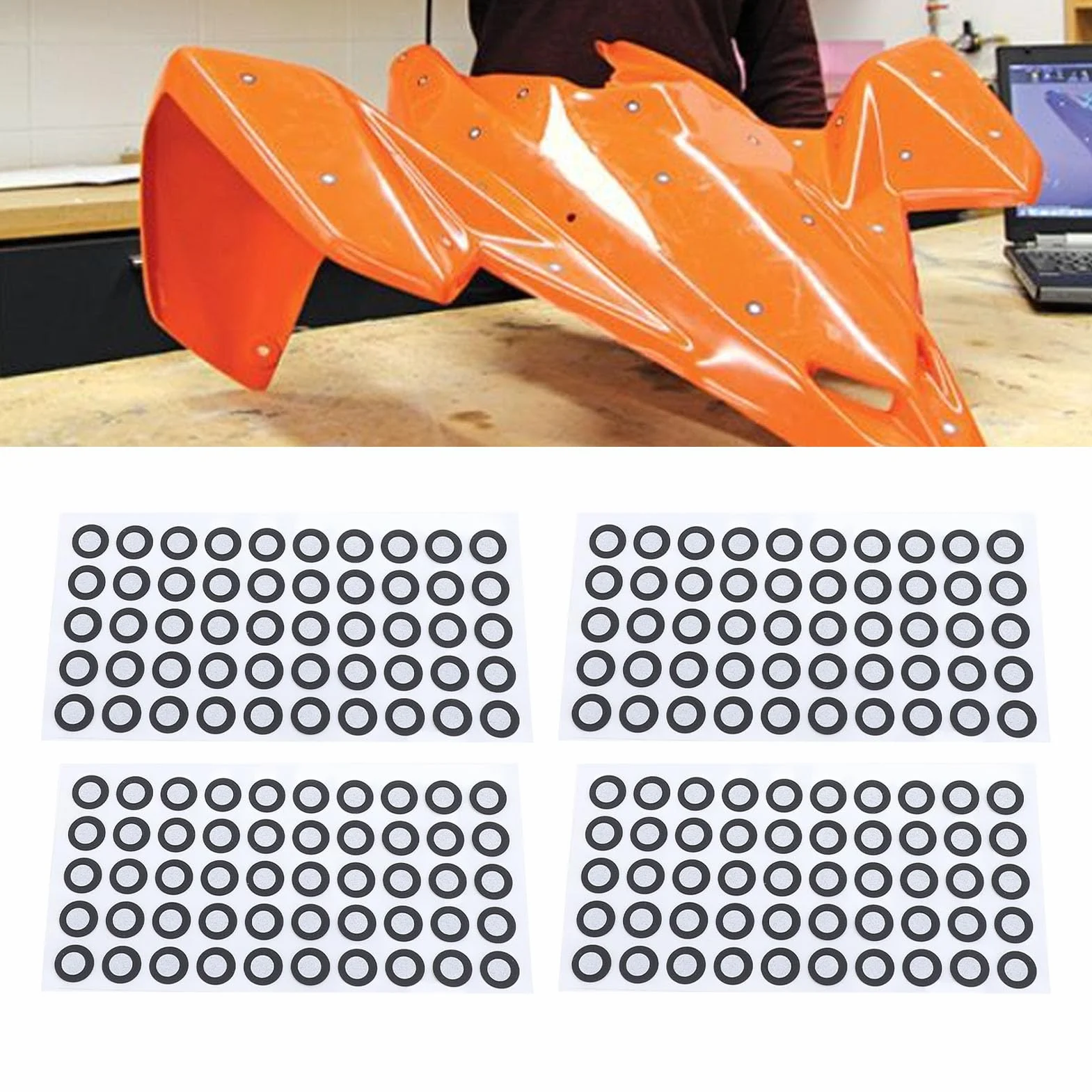 500 szt. Marker do Skanowania 3D, Punkty Skanowania 3D, średnica Wewnętrzna 6 Mm, średnica Zewnętrzna 10 Mm, Punkt Odniesienia, Znaczniki Odbicia Rozproszonego, Kropki śledzące