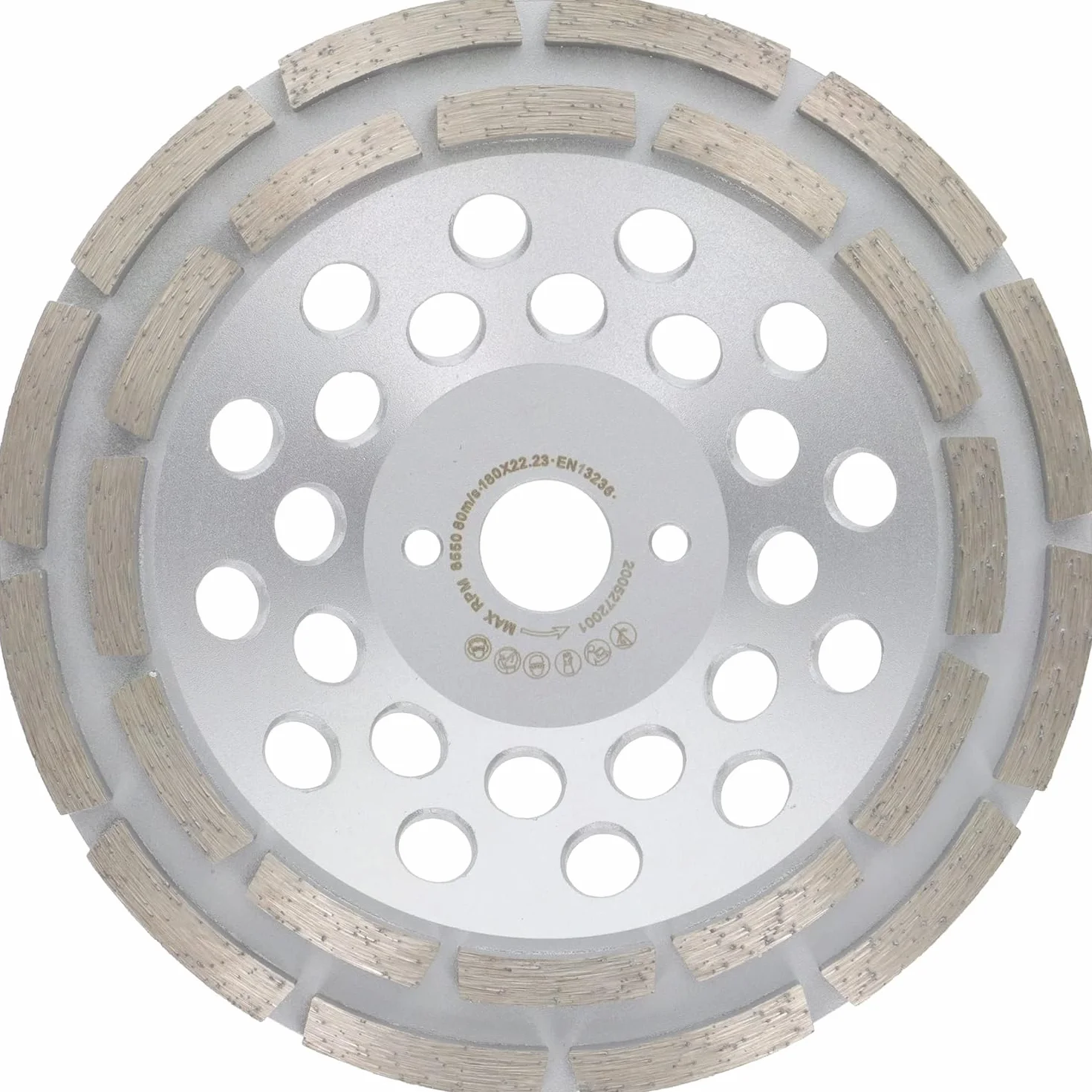PRODIAMANT Diamentowa tarcza szlifierska 180 mm beton uniwersalna 180 mm x 22,2 mm talerz szlifierski dwurzędowy wysokość konstrukcyjna 31 mm