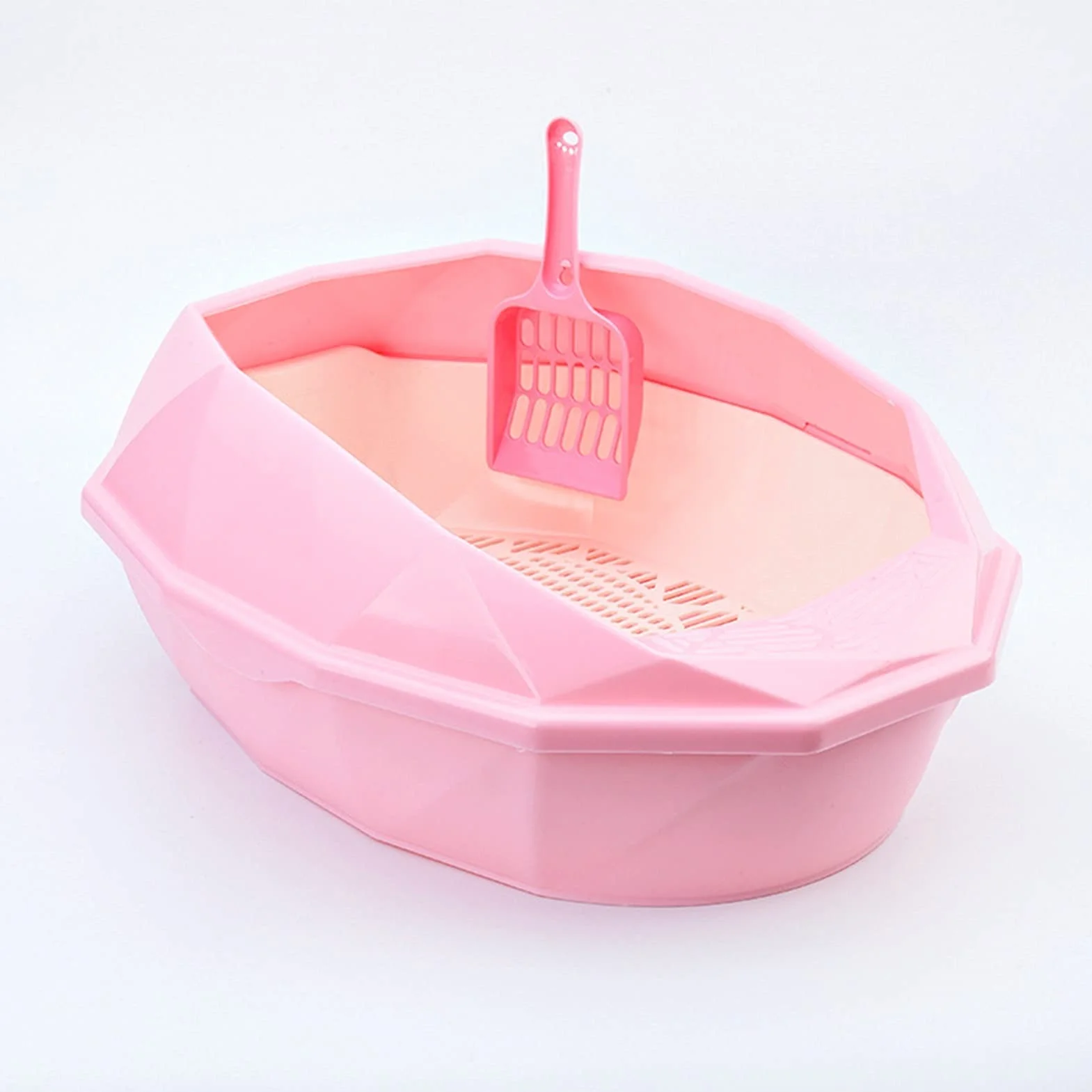 Kuweta dla kota, antyrozbryzgowa miska dla kota Zestaw szkoleniowy dla kota z szufelką, nieprzywierająca powłoka ułatwiająca czyszczenie (Pink S.)