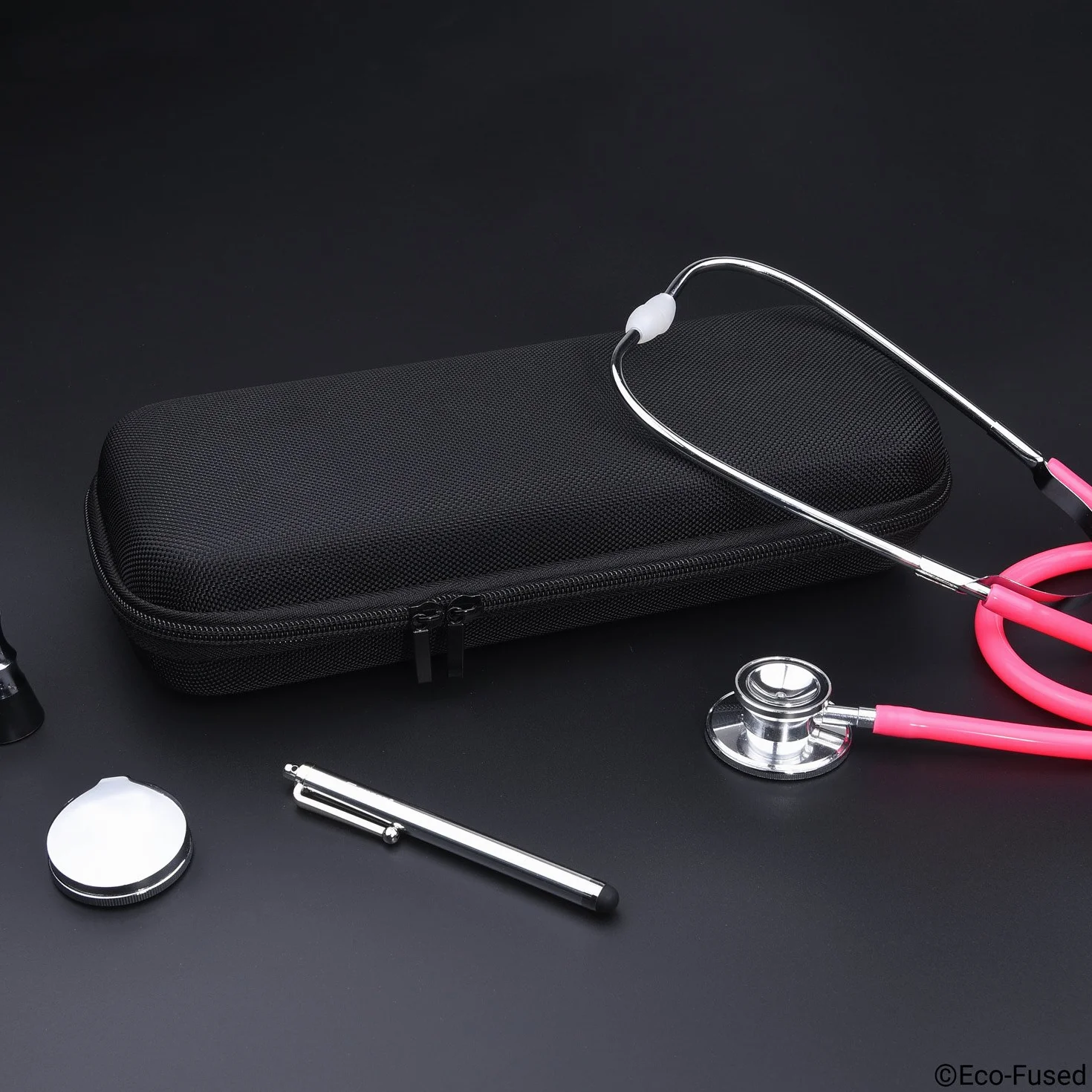 Stetoskop - pasuje do: 3M Littmann, MDF, ADC, Omron, itp. - Duża kieszeń z siatki na akcesoria - mocny materiał nylonowy - chroni Twój stetoskop, czarny, Etui ochronne na stetoskopy, czarne