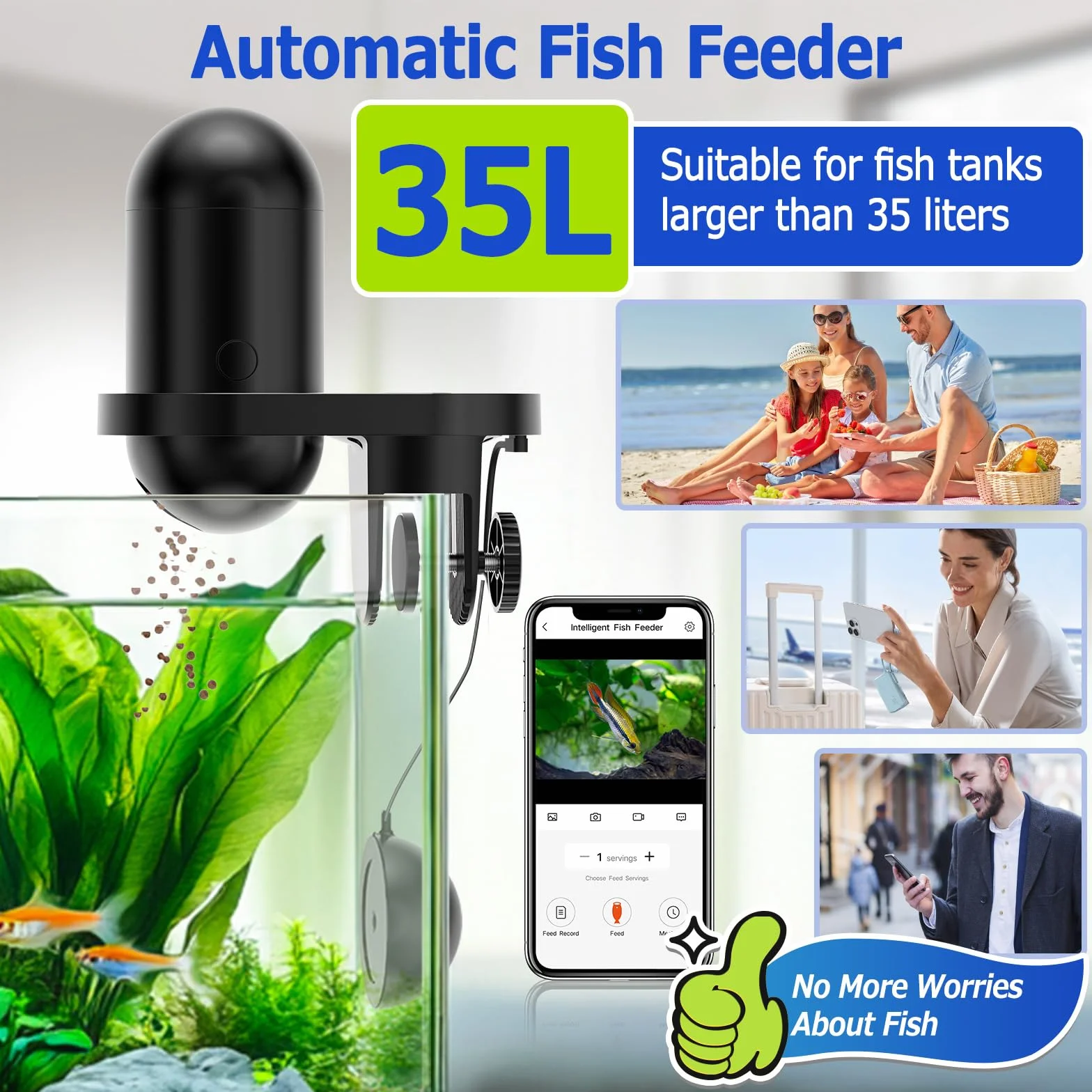 hygger Automatyczny dozownik karmy dla ryb, WiFi do akwarium z aplikacją Control, automatyczny dozownik karmy rybnej z kamerą, 230 ml, duża pojemność, USB Fish Food Dispenser na weekend Holiday