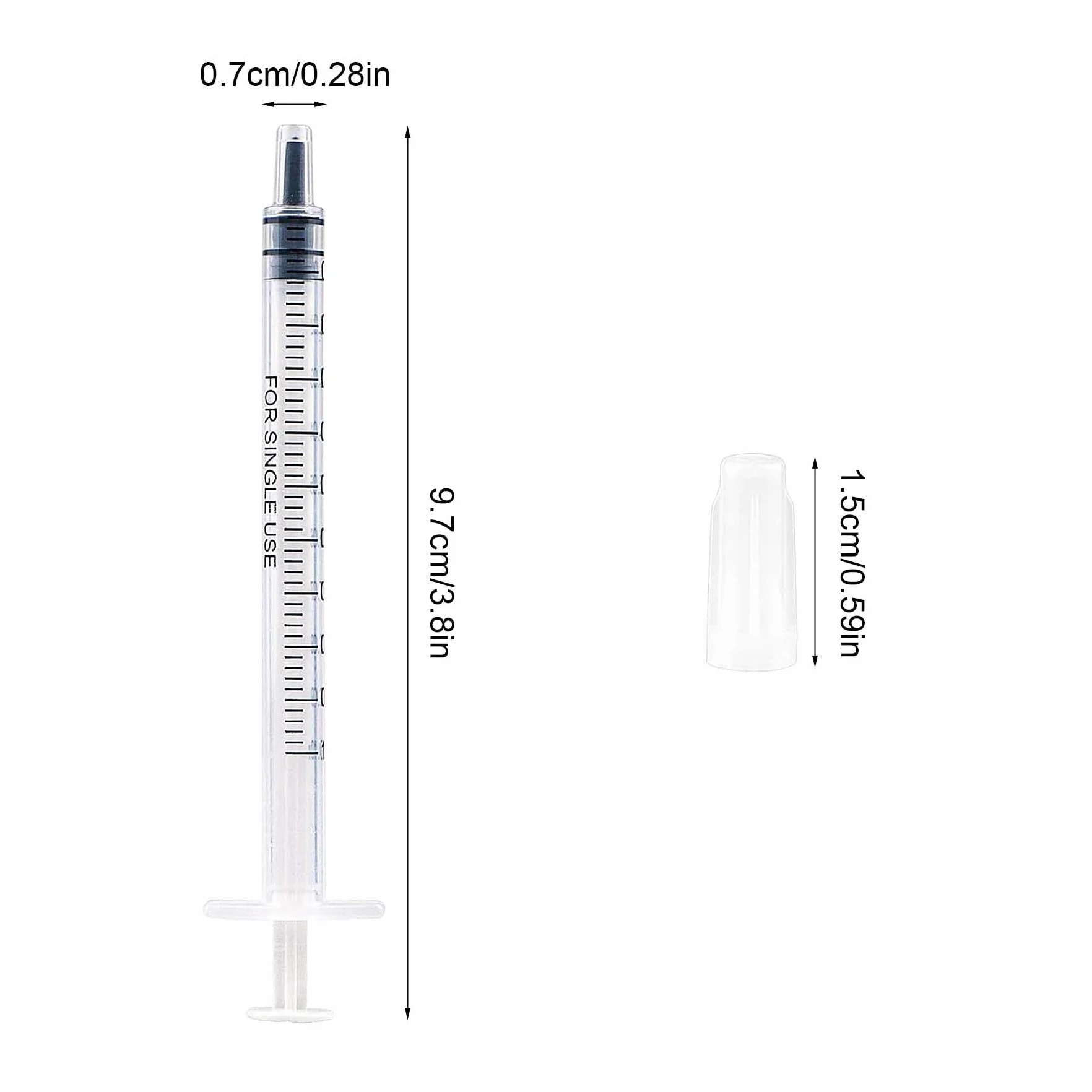 50 szt. 1 ml plastikowe strzykawki z nakrętkami bez igły Strzykawka do napełniania i pomiaru płynów, laboratoria naukowe, podlewanie roślin, karmienie zwierząt domowych, aplikator kleju