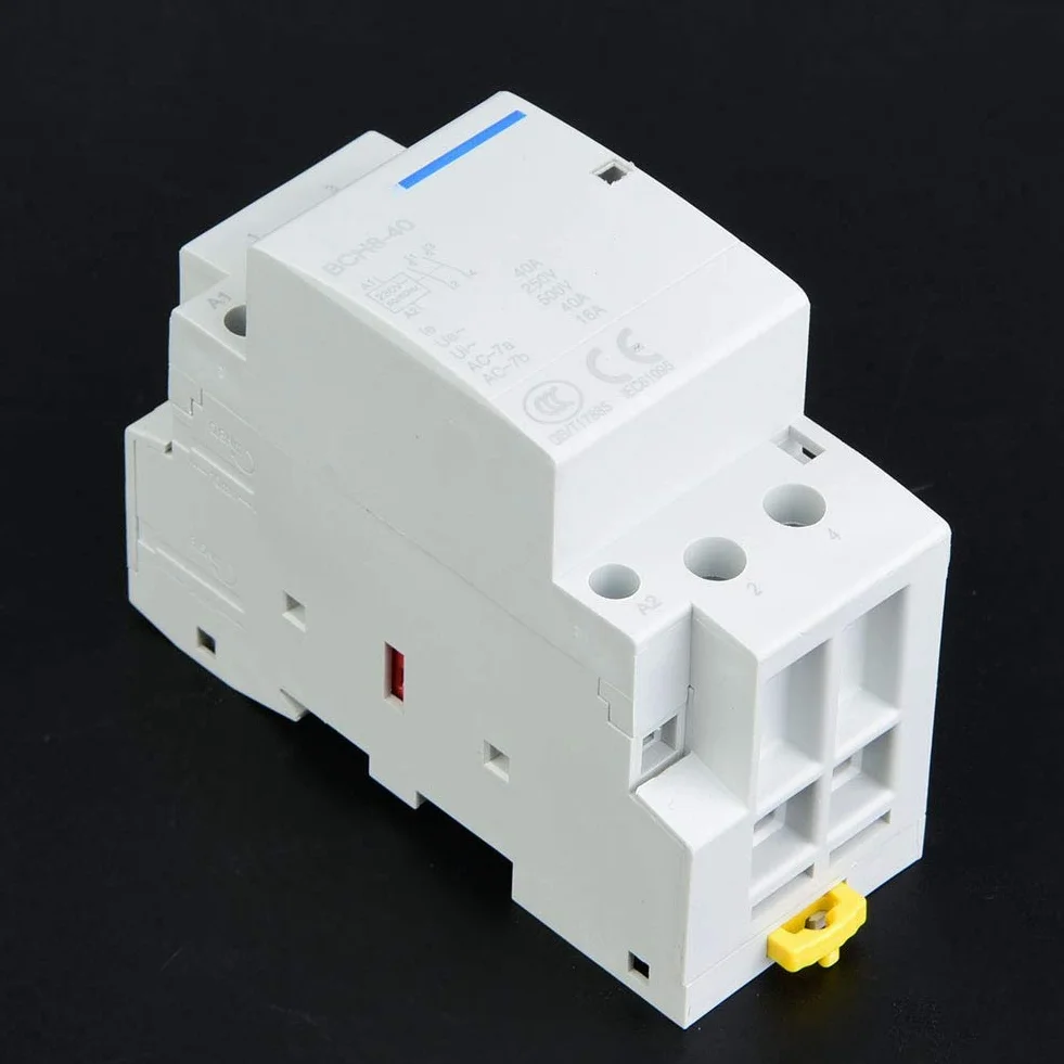 Stycznik AC gospodarstwa domowego 220 V/230 V 2 P 2 bieguny 1NO 1NC 40A DIN niskie zużycie energii stycznik gospodarstwa domowego 50 Hz/60 Hz