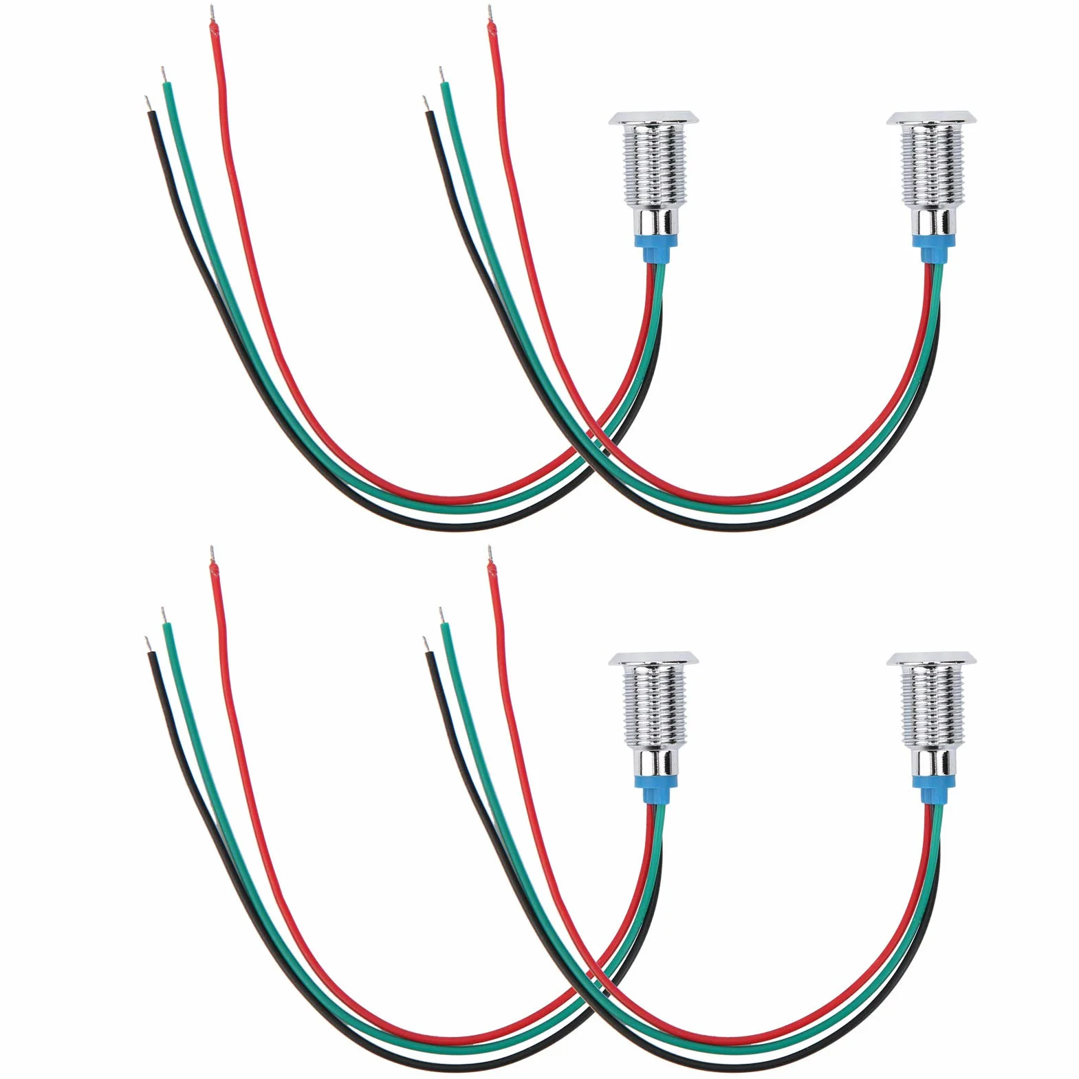 Okrągłe Diody LED z Okablowaniem, 4 Zestawy Lampka Kontrolna LED 10 Mm 12 V do 24 V Podwójne Kolory Wspólna Katoda Wstępnie Okablowana Lampka Kontrolna LED (reg, Domowe żarówki LED (czerwony zielony)