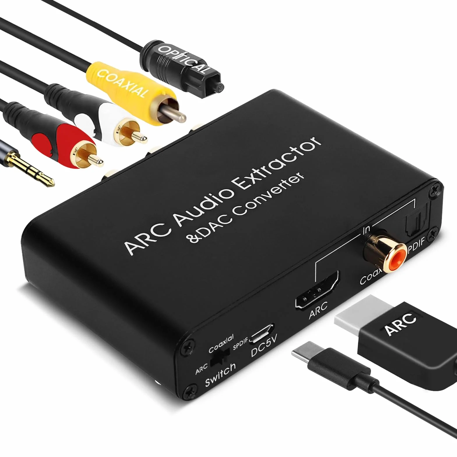 Ekstraktor Dźwięku HDMI ARC SPDIF 192 KHz Wyjście 3,5 mm Cyfrowy Analogowy Konwerter do Telewizora