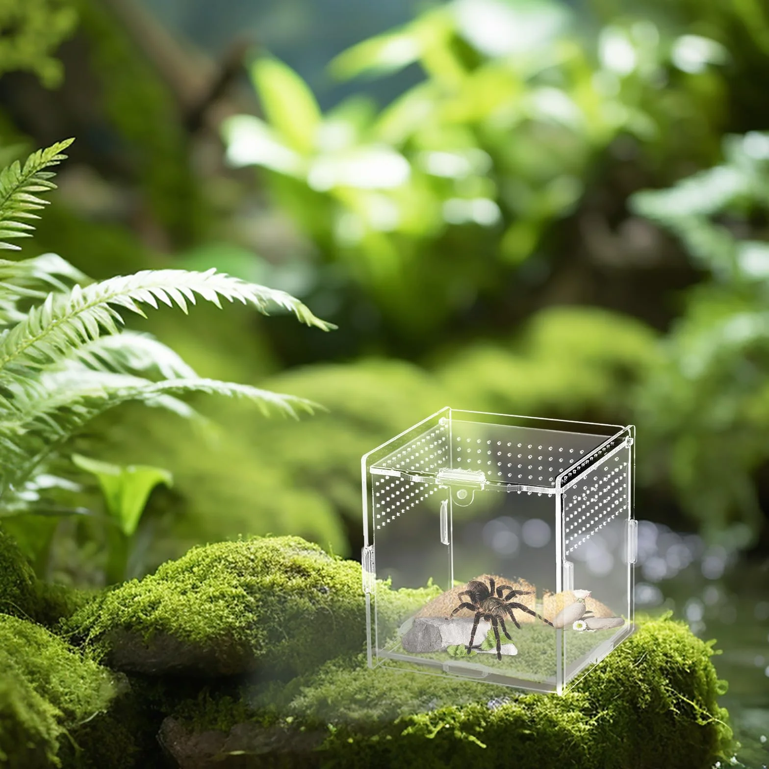 Akrylowe terrarium (10 cm x 10 cm x 10 cm), mini terrarium, terrarium, ślimaki, gady, pudełko do karmienia pająków, jaszczurek, ślimaków, chrząszczy