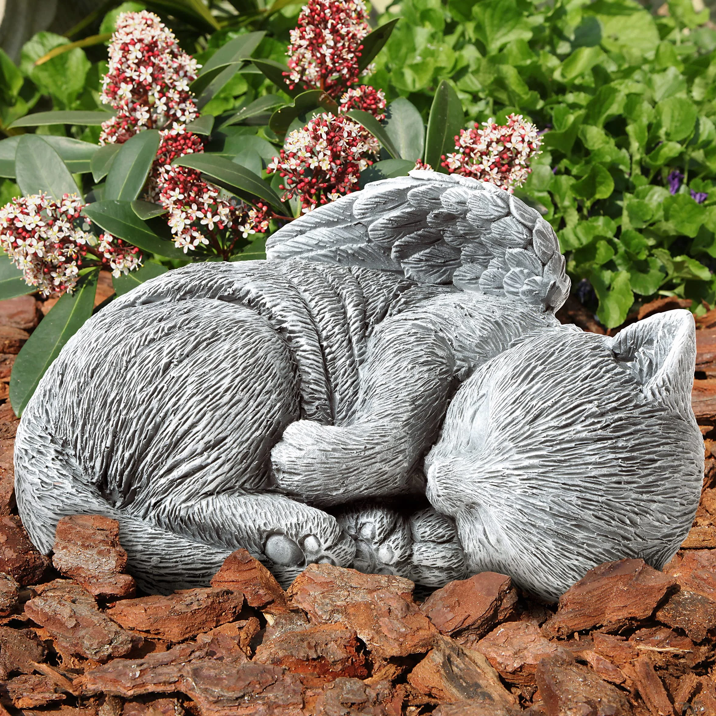 Pure Garden Rzeźba pomnik dla zwierząt domowych, śpiący anioł kot