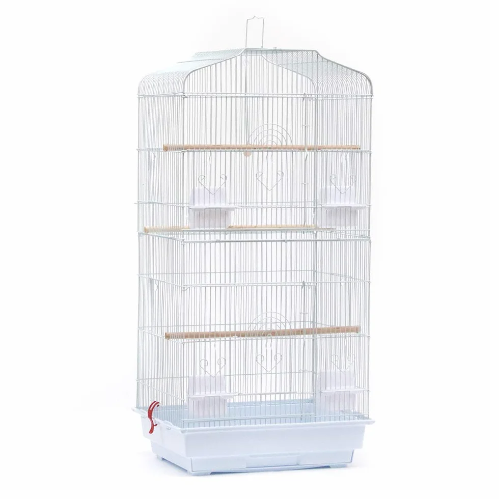 Duża klatka dla ptaków na dachu, papugi gołąbki papuga Cockatiels i papuga dla dużych ptaków - klatka dla papug szynszyli Macaw Pet House 46 x 36 x 92 cm (biała)