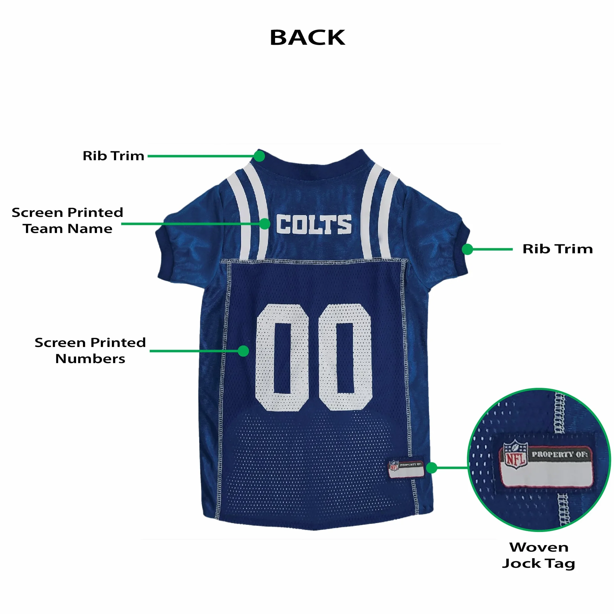 Pets First NFL Indianapolis Colts Dog Jersey, rozmiar S. Najlepszy kostium piłkarski dla psów i kotów. Licencjonowana koszulka dżersejowa