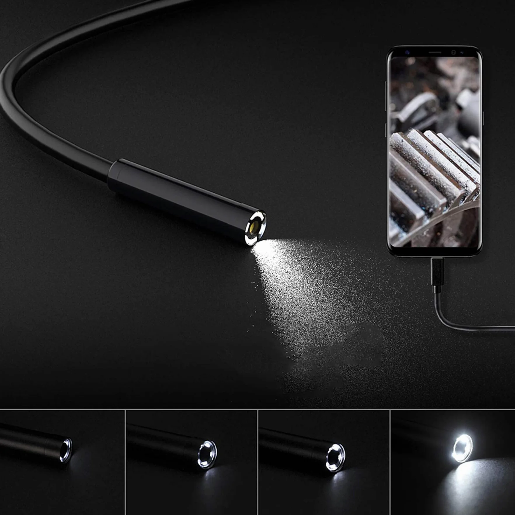Retoo Kamera endoskopowa IP67 wodoszczelna HD z mikro-USB i USB-C 8 LED