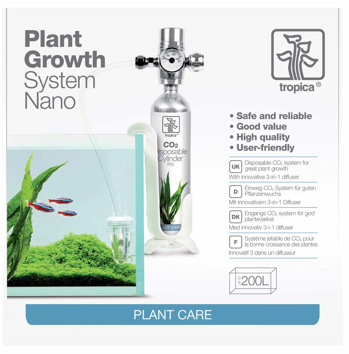 Tropica Zestaw CO2 – nawożenie dla roślin do akwariów do 200 l, zbiornik nano