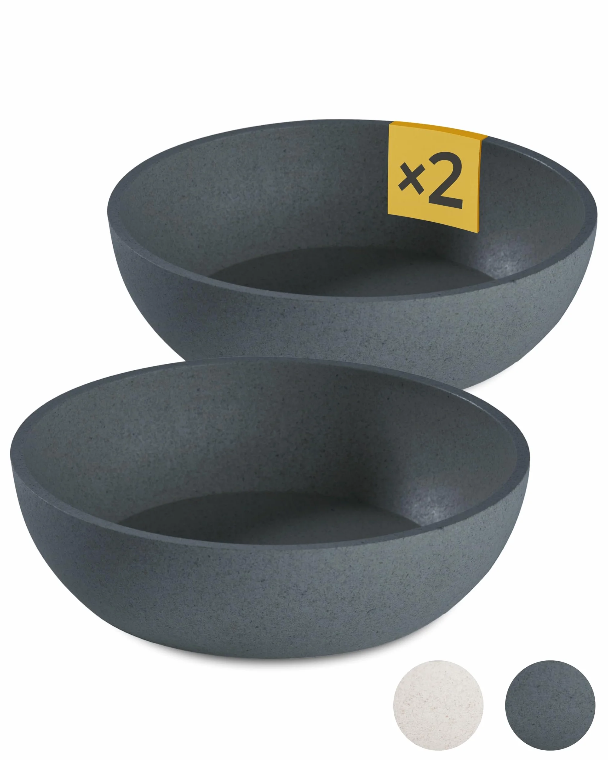 PiuPet® Miska na karmę I 2 x 1L I Szary I Mycie w zmywarce I Średnica 21,5cm I Miska dla dużych psów I Miska na wodę dla psów I Miska na karmę dla psa