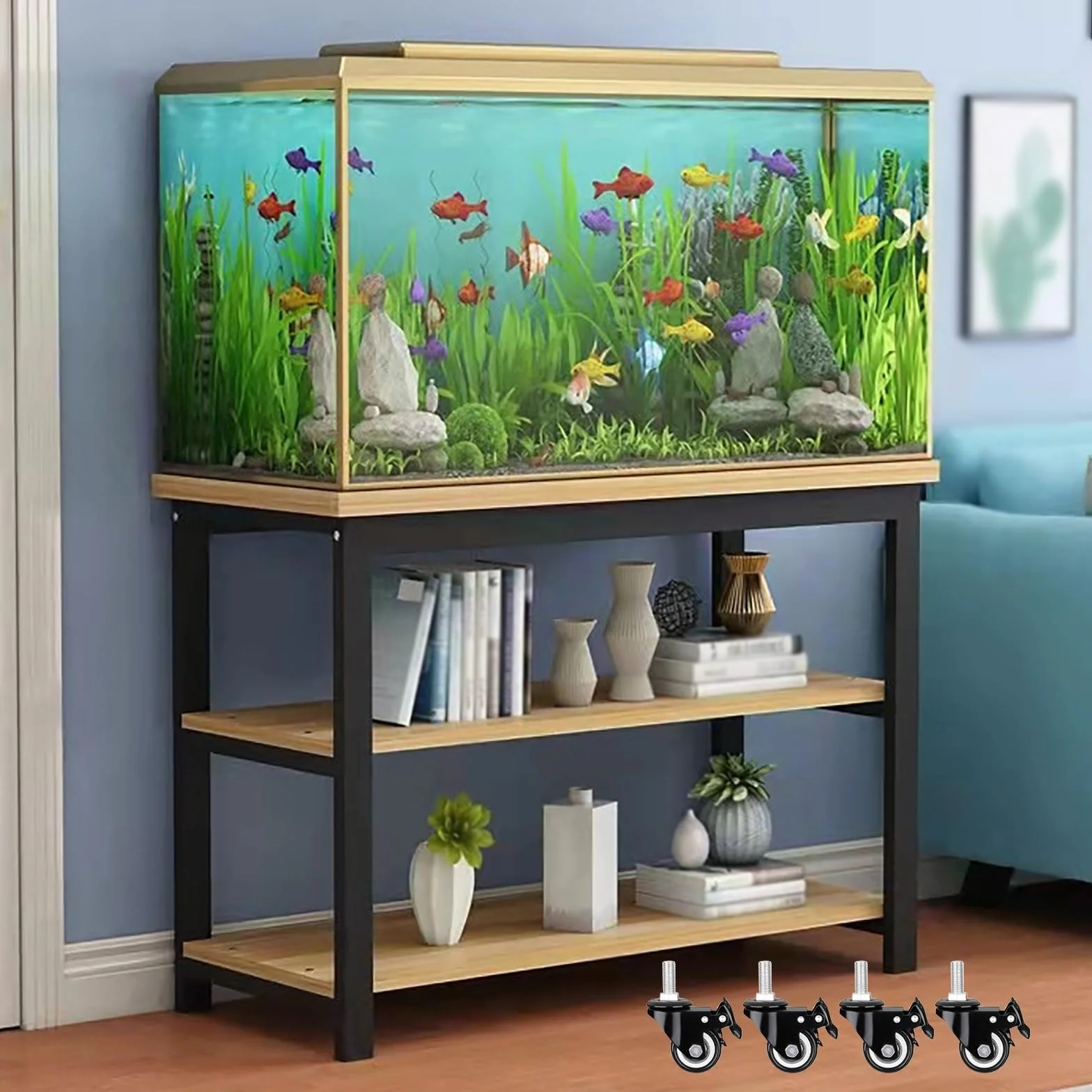 Szafka do akwarium i terrarium dla gadów | Wielopoziomowa półka na kółkach | Kompaktowy organizer do hodowli zwierząt domowych i handlowych