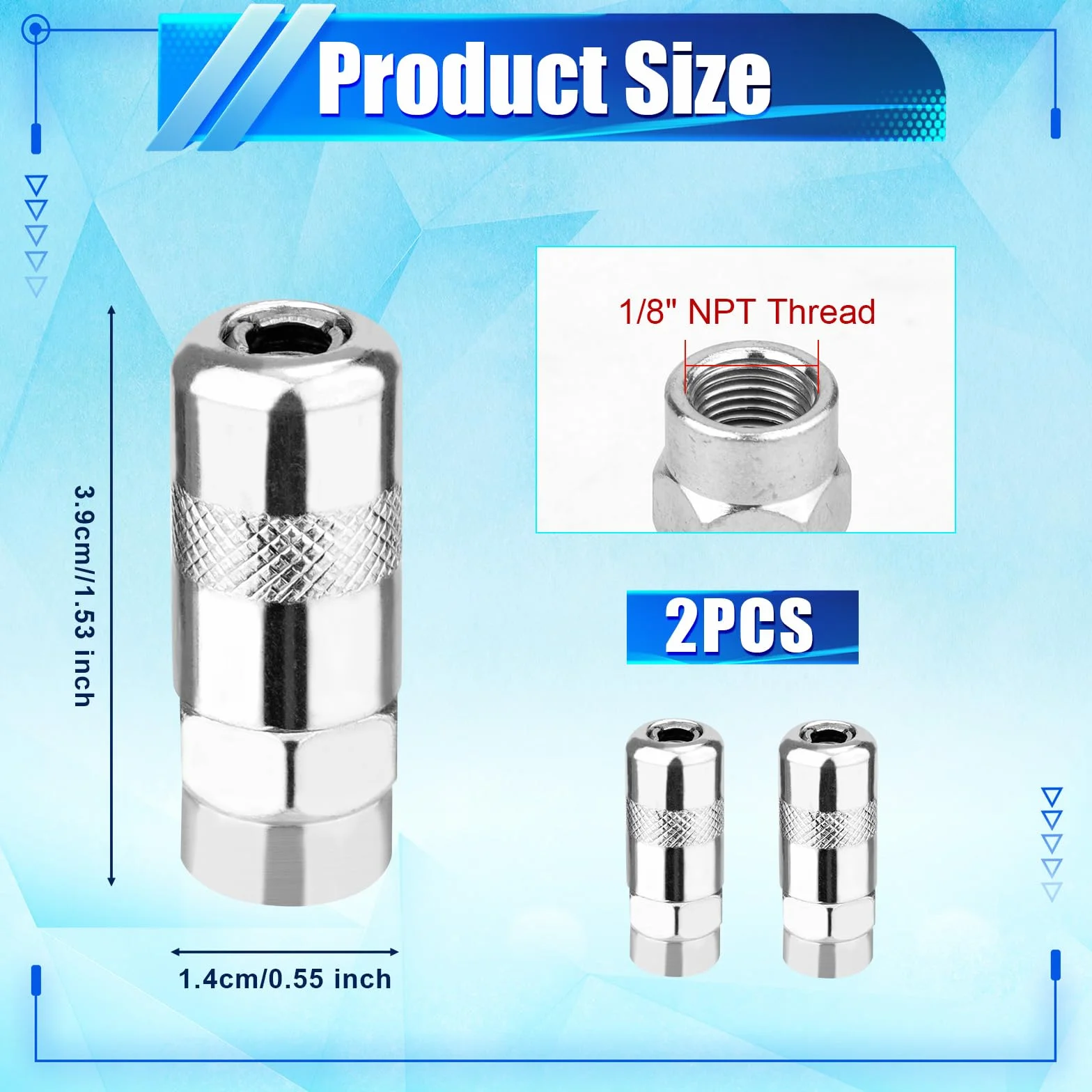 2 Szt. Zlaczki Smarownicy, Koncówka Dyszy Smarownicy Stal Koncówki Zlaczki Wysokocisnieniowej Smarownicy Zamiennik Zlaczki Smarownicy Pasuje do Standardowych 0,32cm NPT Weze Smarowe