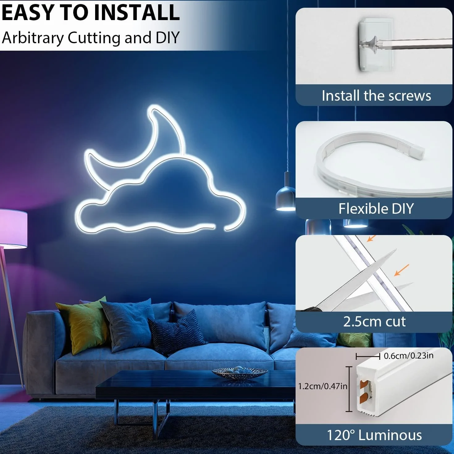 Wsporniki montażowe do lamp neonowych, 100 szt., klipsy mocujące, akcesoria do 6 x 12 mm, silikonowe taśmy LED Flex Strip Lighting, DIY (100 śrub, 100 klipsów)