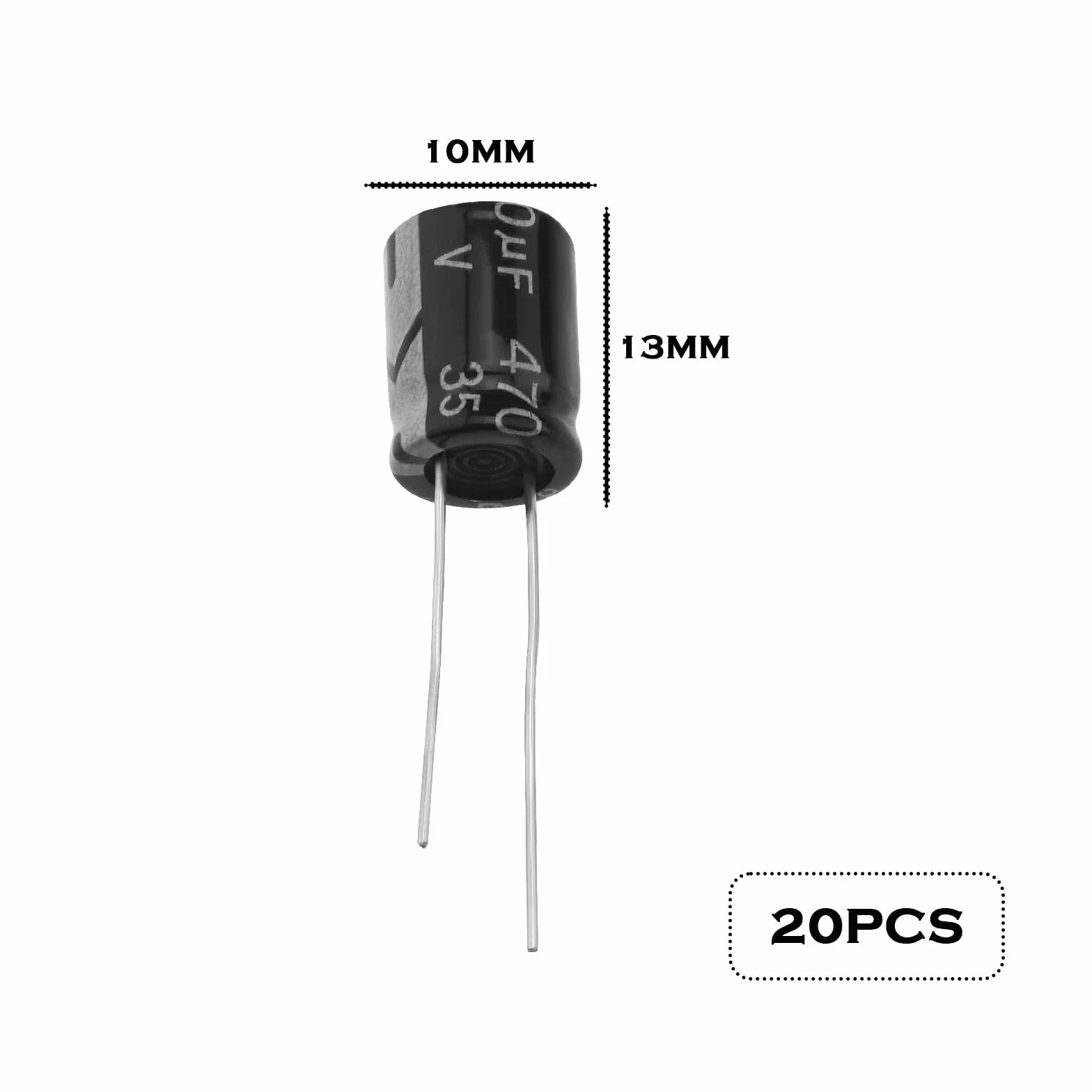 Kondensatory 470uf 35V aluminiowe promieniowe kondensatory elektrolityczne 105C wysoka temperatura do naprawy elektroniki, oświetlenie LED, wzmacniacze audio, 10 x 13 mm