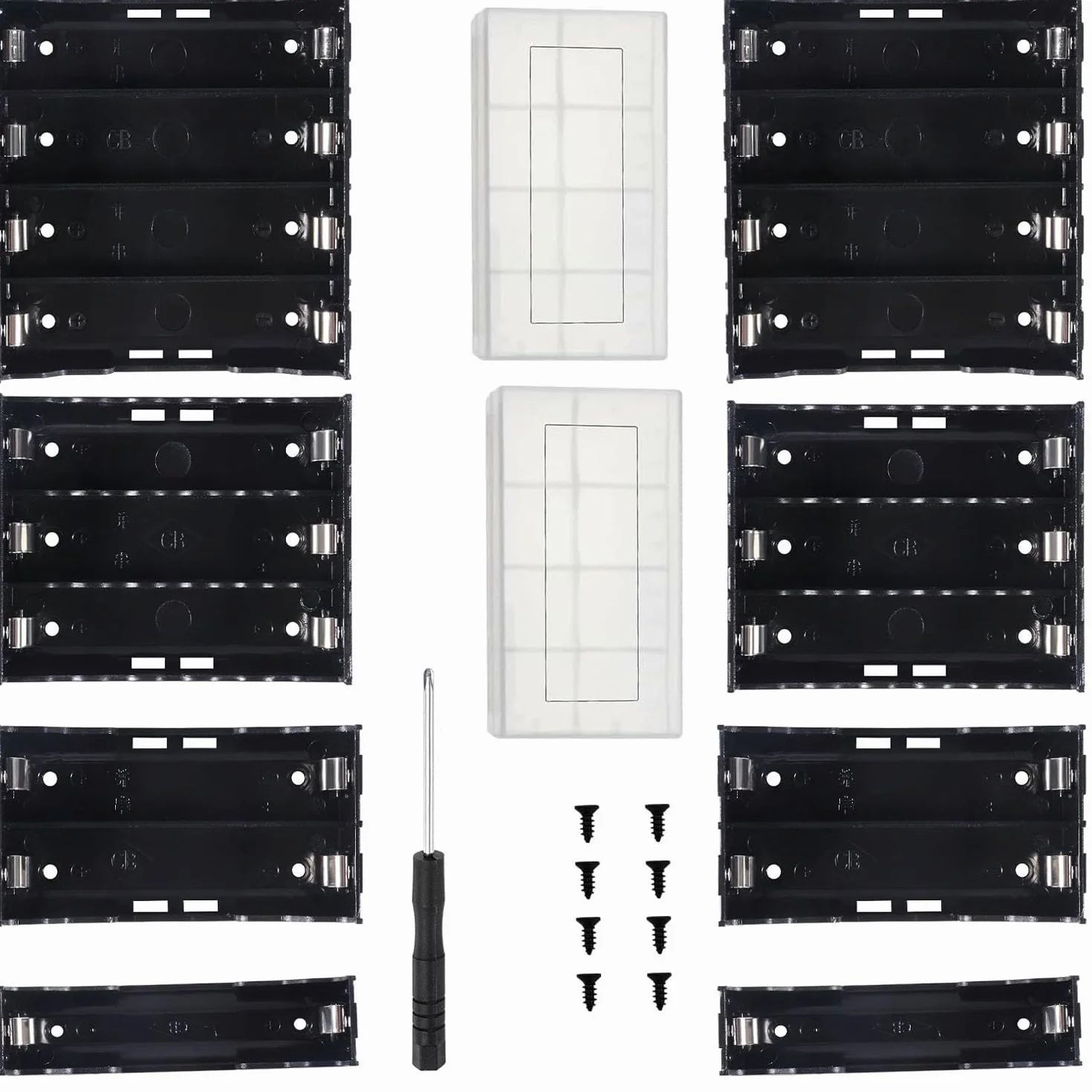 Uchwyt na baterie 18650 1/2/3/4 x 3,7 V czarny plastikowy z trzpieniem