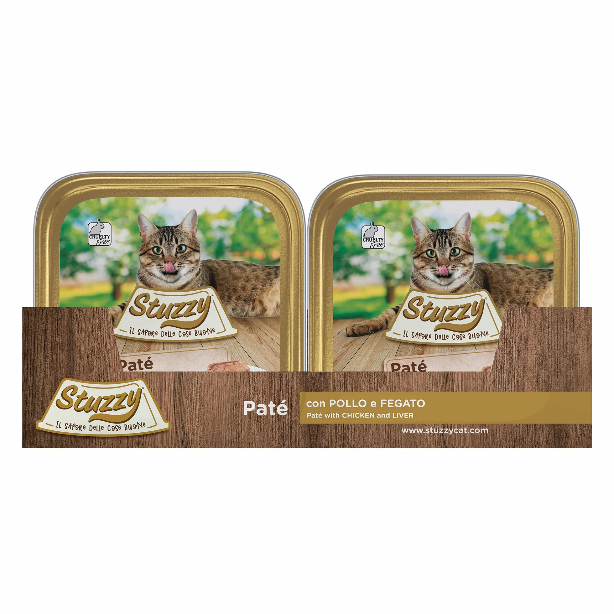 Stuzzy Mister, mokra karma dla dorosłych kotów, smak kurczaka i wątroby, pasztet linowy i mięso w kawałkach - łącznie 3,2 kg (32 szklanki x 100 gr)