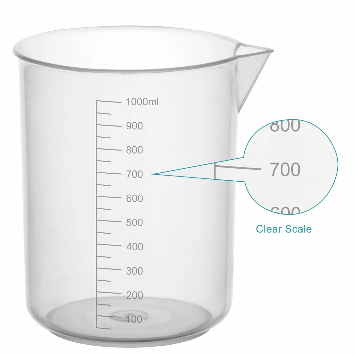 stonylab Zestaw Plastikowy Zlewek, Clear Plastikowa Podziałką Zlewka z Wylewką Zestaw Zlewek Pomiarowych Płyn Pojemnik w 5 Rozmiary, 50 ml / 100 ml / 250 ml / 500 ml / 1000 ml (1 L), Opakowanie Combo