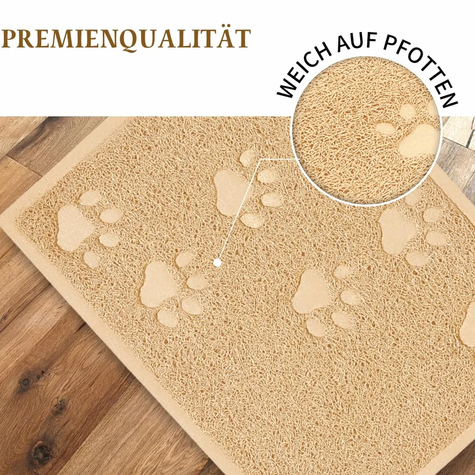 Mata do kuwety 40 x 30 cm wodoodporna antypoślizgowa podkładka do łapania żwirku dla kotów beżowa