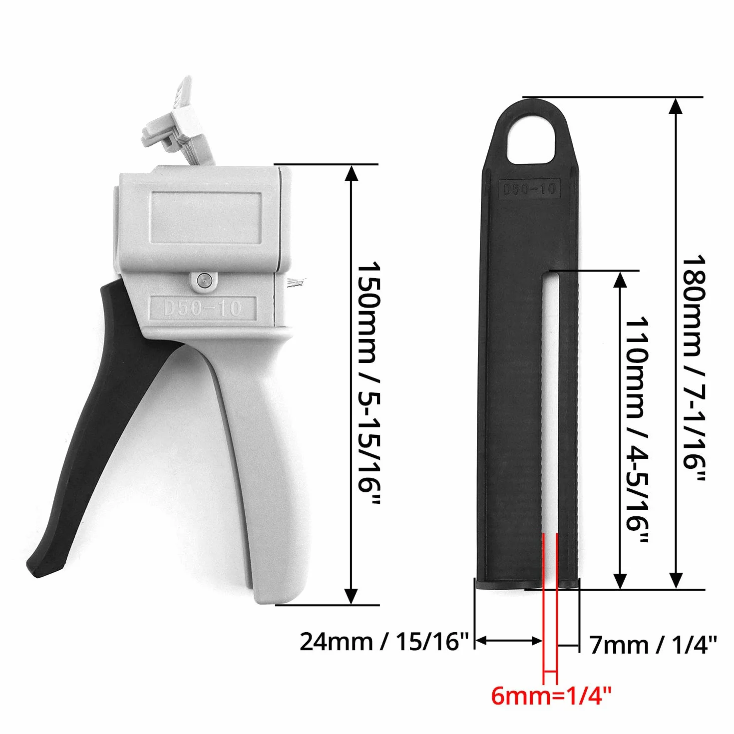 Pistolet ręczny z podwójnym wkładem 10:1 50 ml PBT