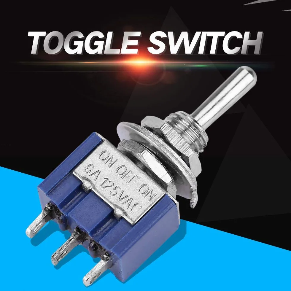 Mini Przełącznik Kołyskowy SPDT 3-Pozycyjny ON-OFF-ON 6A 125VAC 6mm