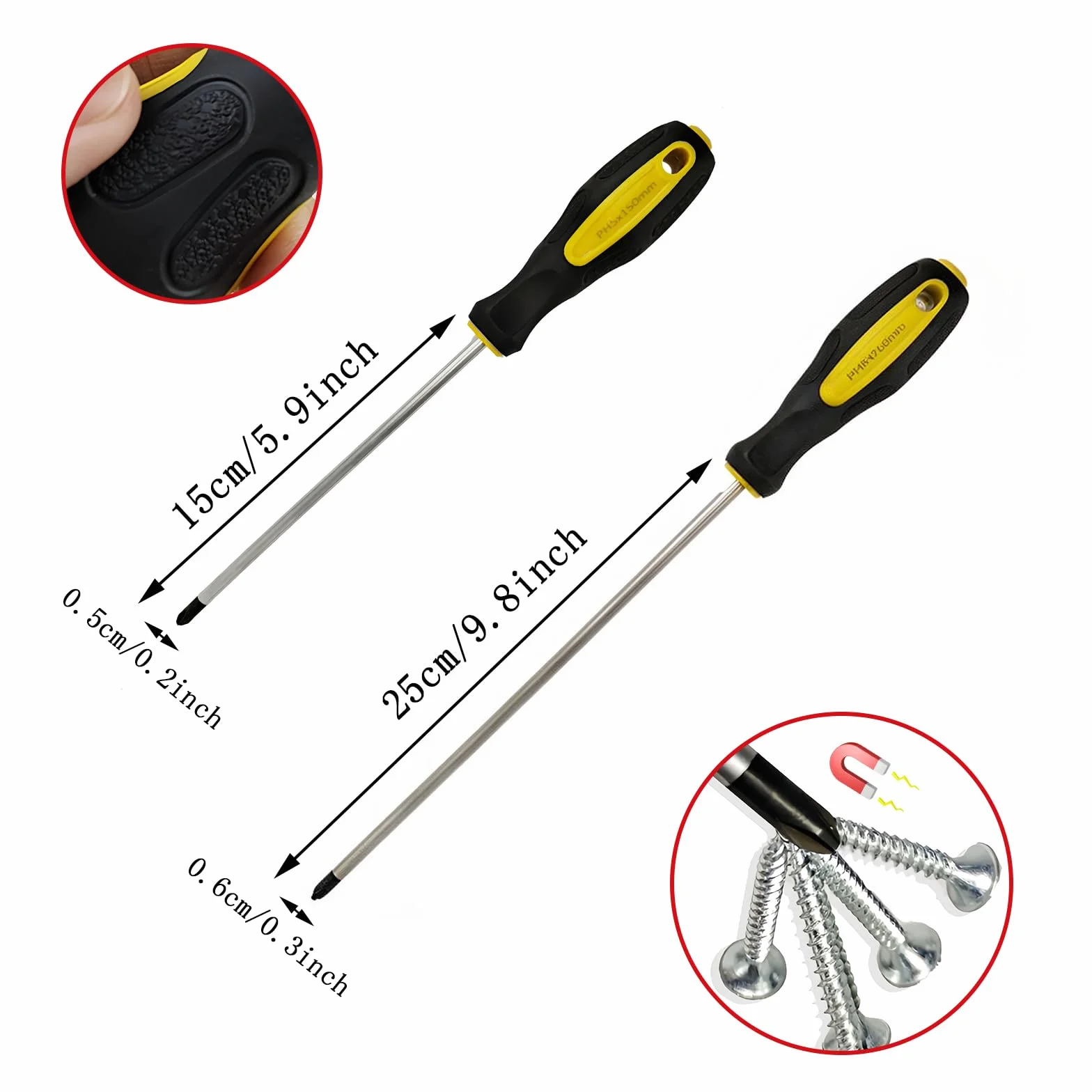 Śrubokręt magnetyczny krzyżakowy stal chromowo-wanadowa gumowy uchwyt 6 x 250 mm