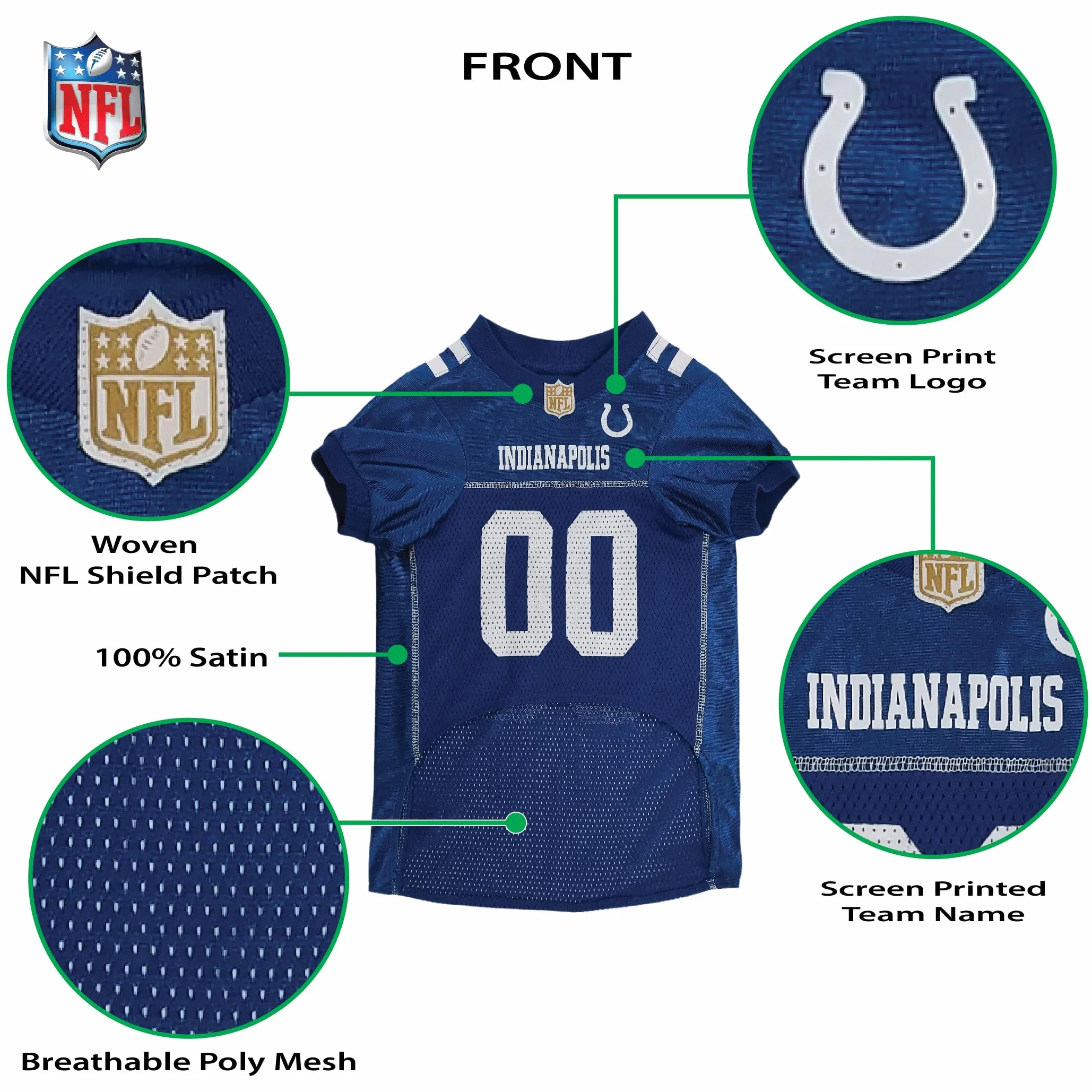 Pets First NFL Indianapolis Colts Dog Jersey, rozmiar S. Najlepszy kostium piłkarski dla psów i kotów. Licencjonowana koszulka dżersejowa