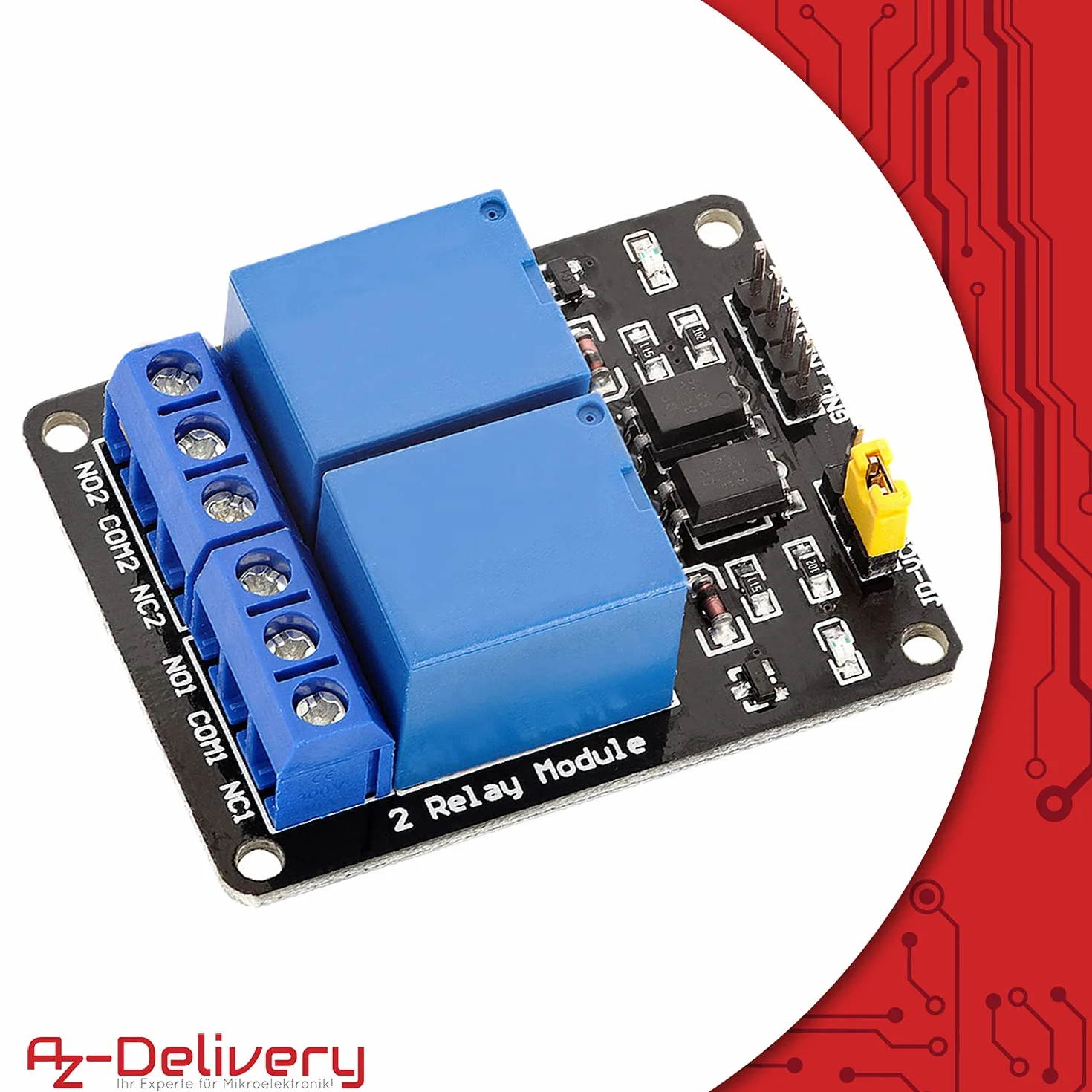 AZDelivery 2-Relay Moduł 5V z Optocoupler Low-Level Trigger kompatybilny z Arduino i Raspberry Pi w tym e-Book!