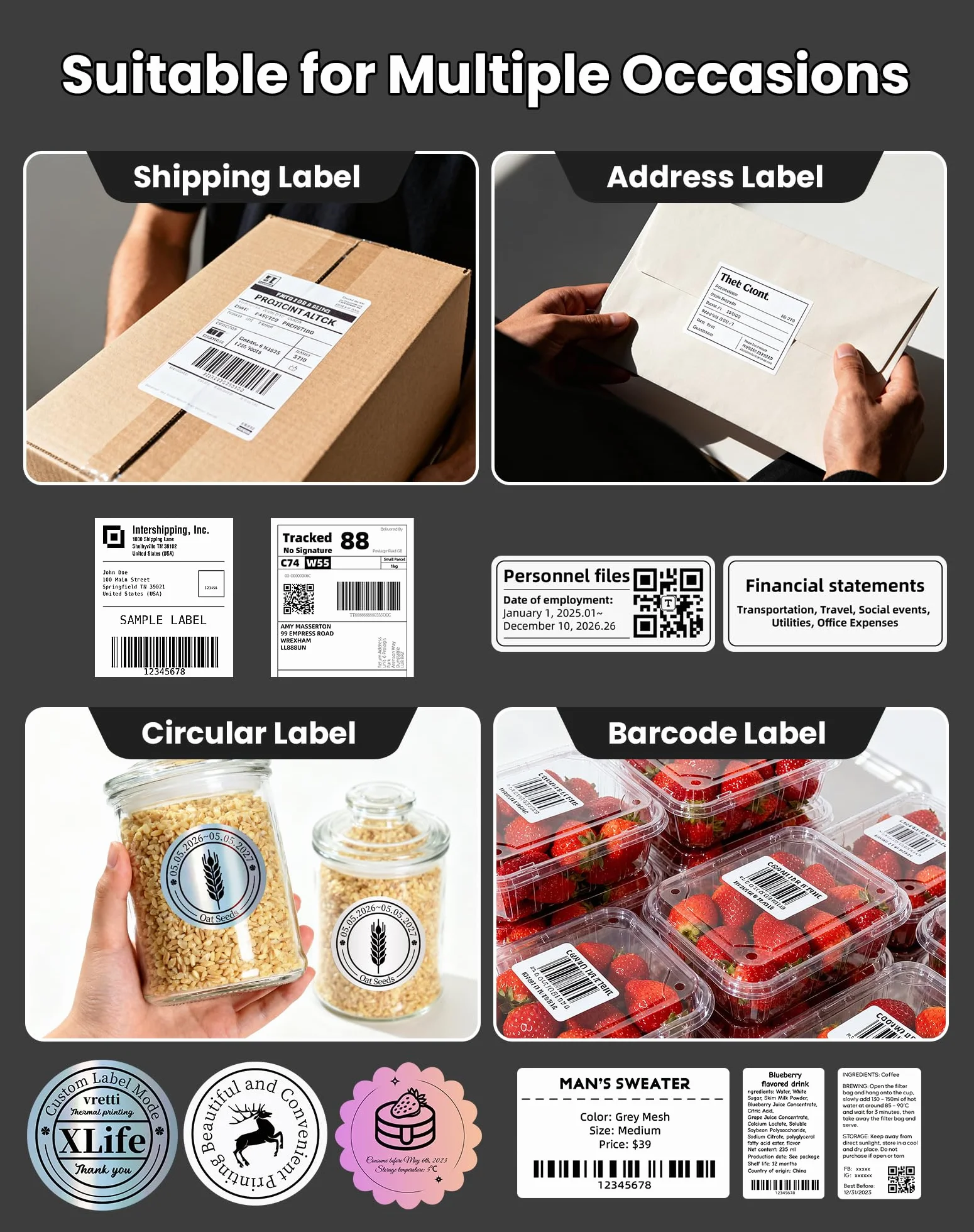 Vretti Drukarka Termiczna 4x6, Drukarka Etykiet dla Amazon Shopify eBay Etsy