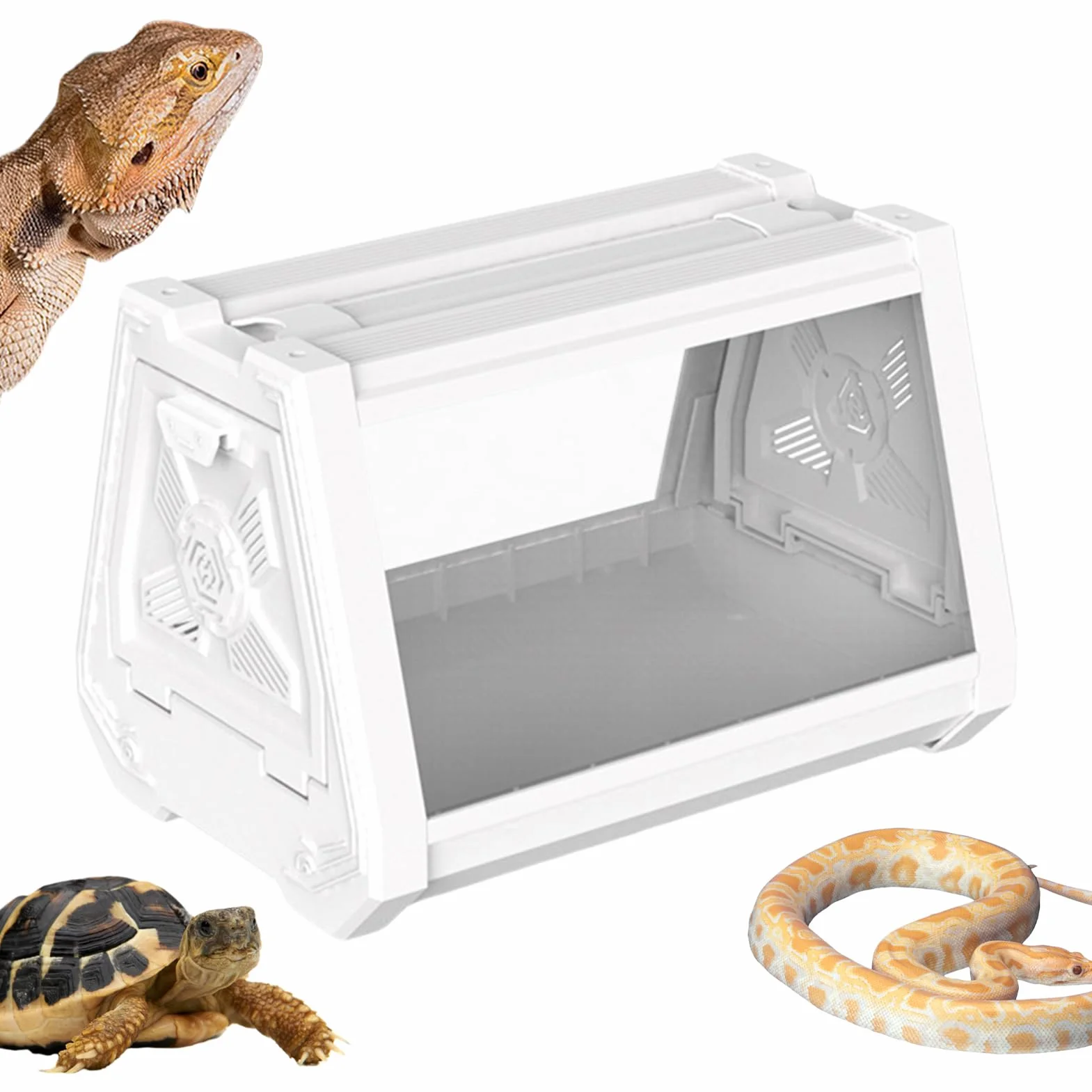 Terrarium dla gadów, terrarium gadów Wielofunkcyjny zbiornik Terrarium dla | Rozszerza pole widzenia, trapezoidalny design, siedlisko gadów dla kraba pustelnika, węże, rogate żaby